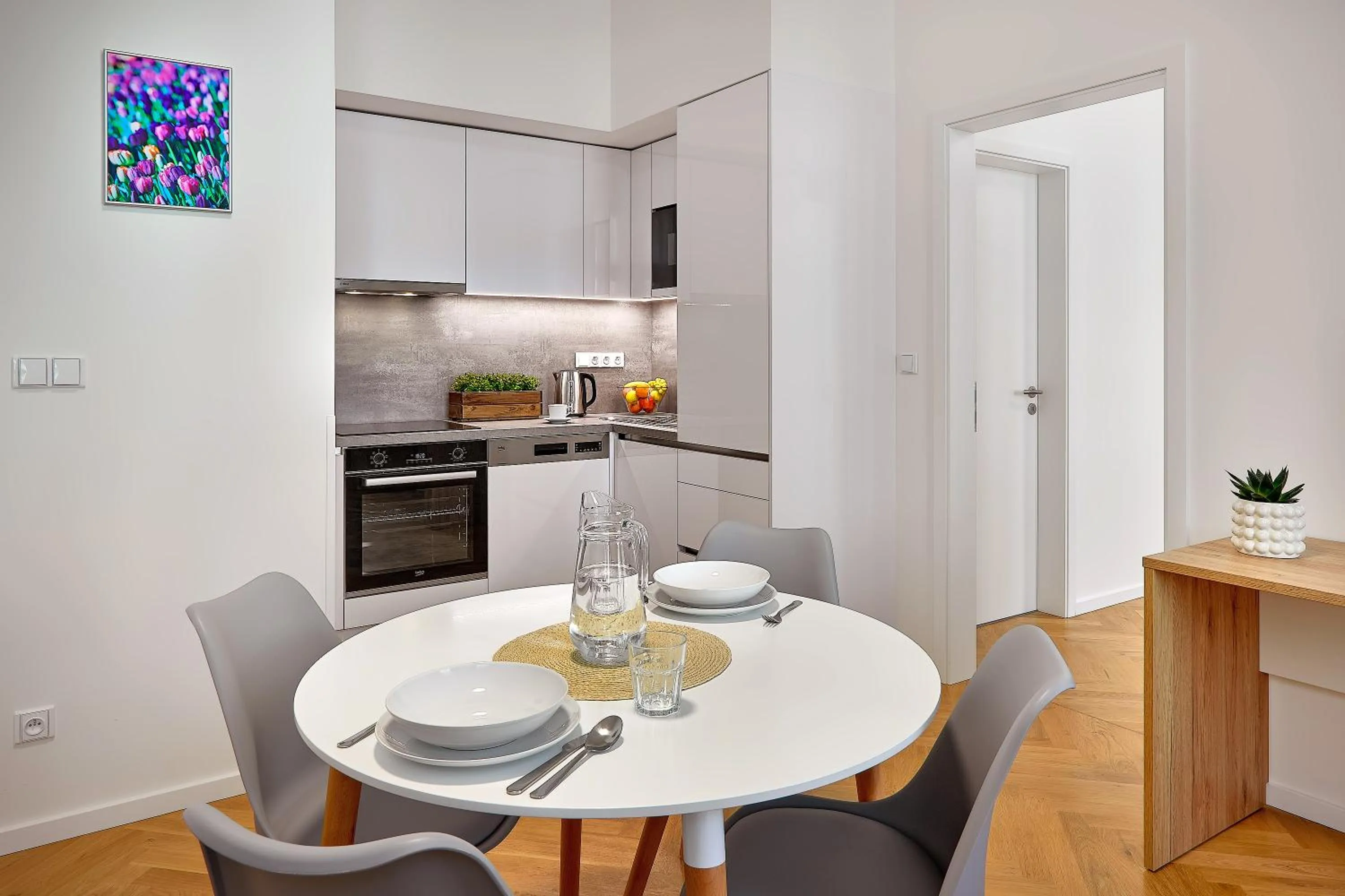 Kitchen or kitchenette in DownTown Suites Rubesova