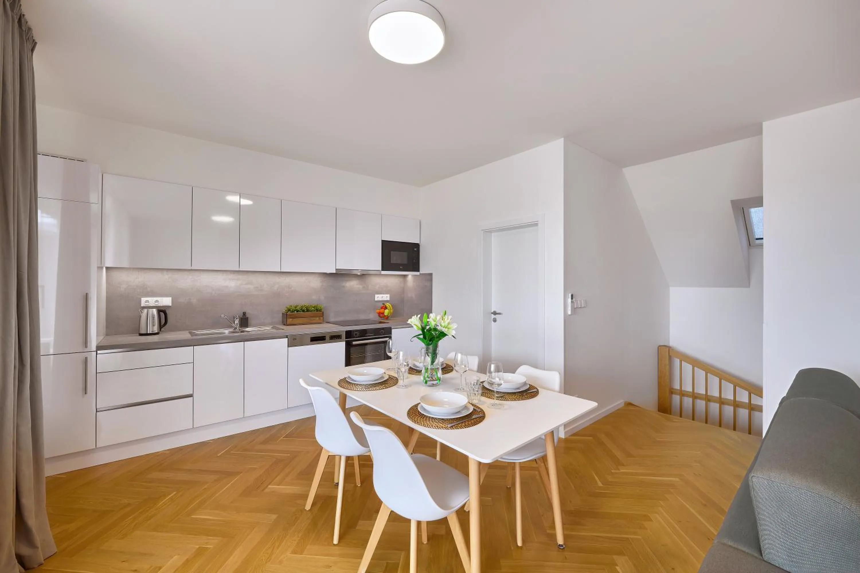 Kitchen or kitchenette in DownTown Suites Rubesova