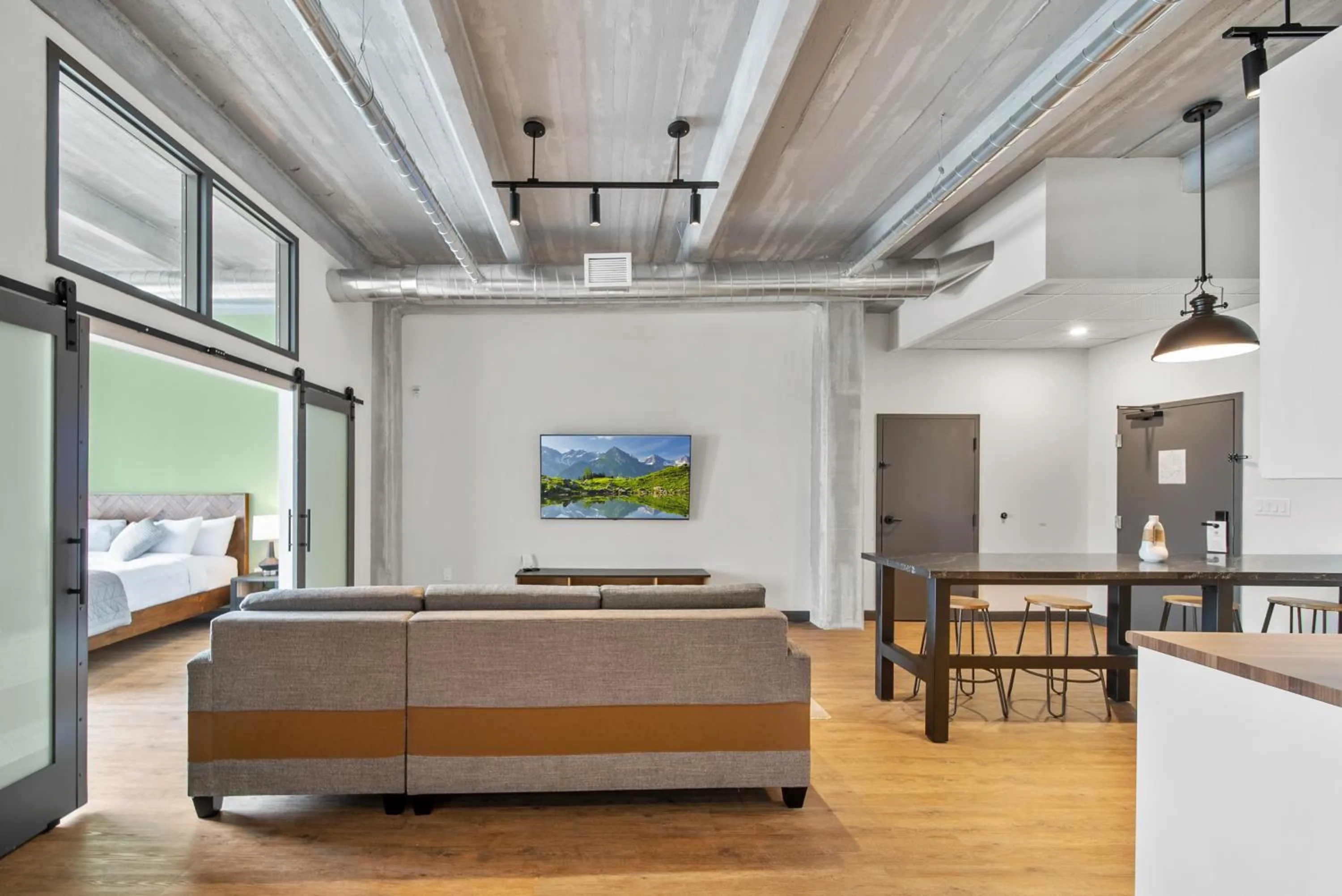 Living room, Bed in Cannery Lofts Niagara