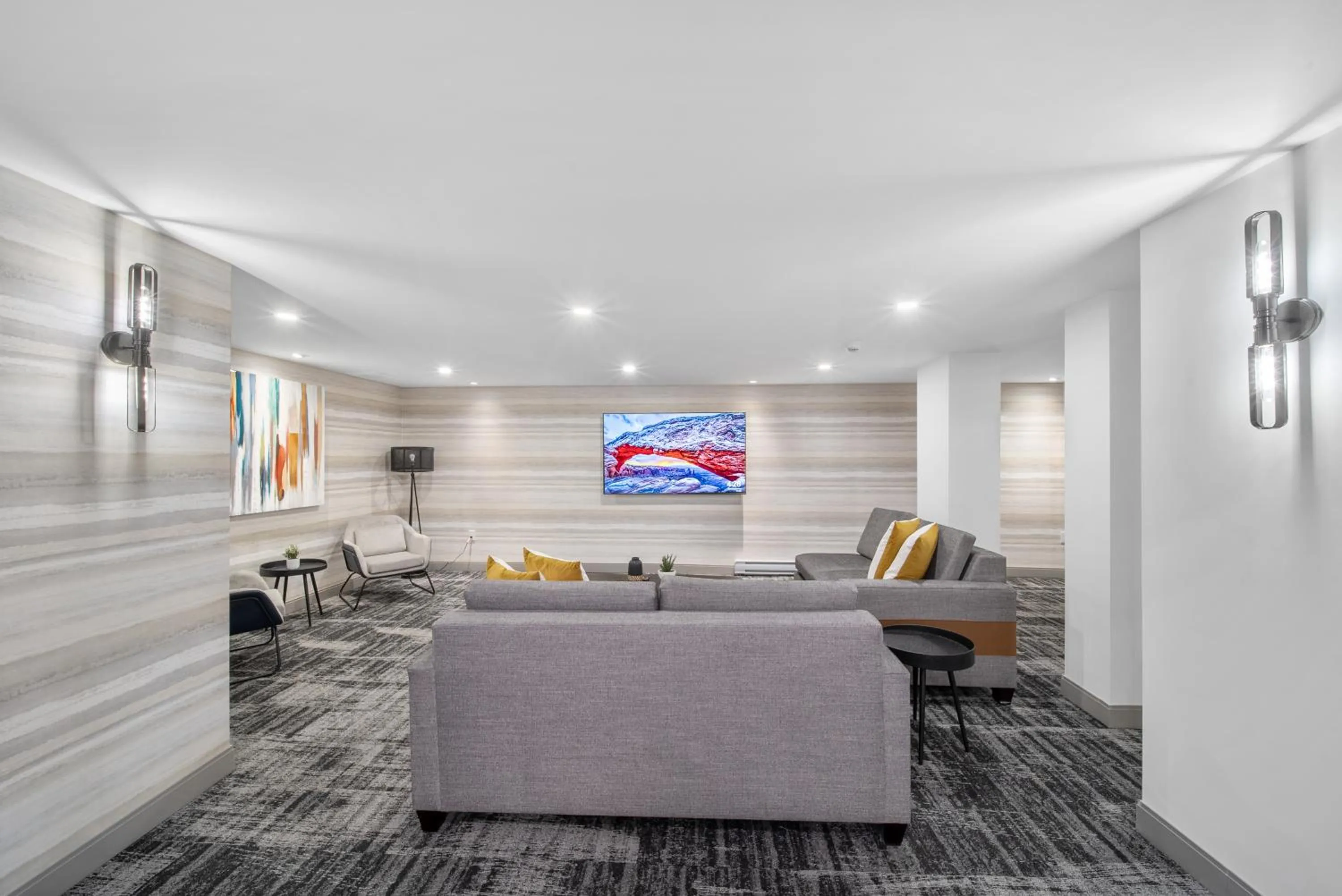 Communal lounge/ TV room in Cannery Lofts Niagara