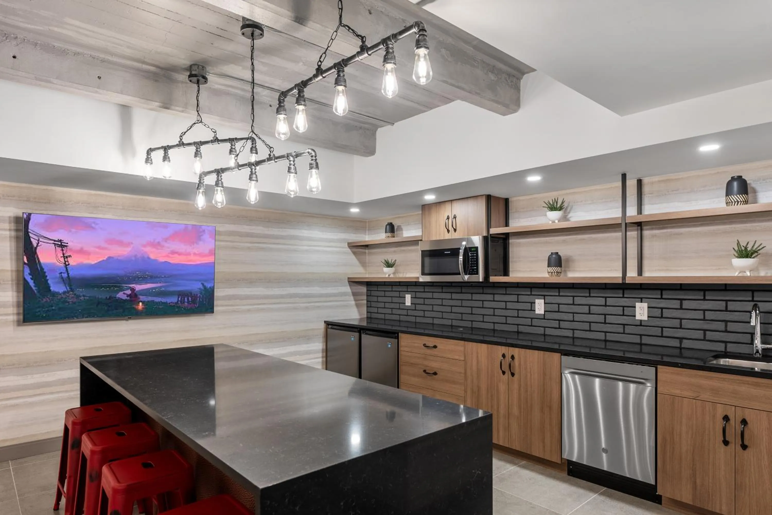 Communal lounge/ TV room in Cannery Lofts Niagara