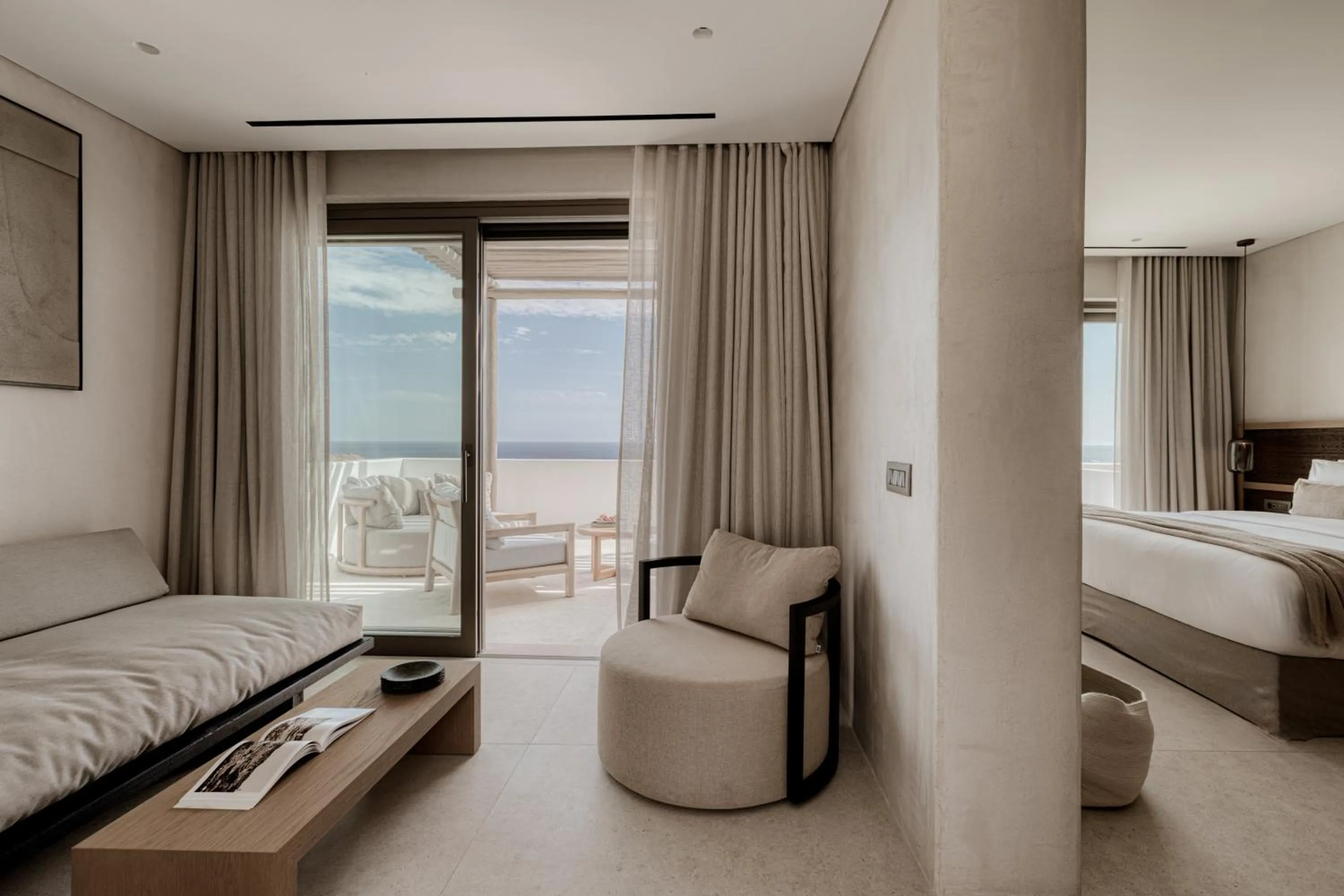 Living room, Bed in Enigma Mykonos Hideaway Suites