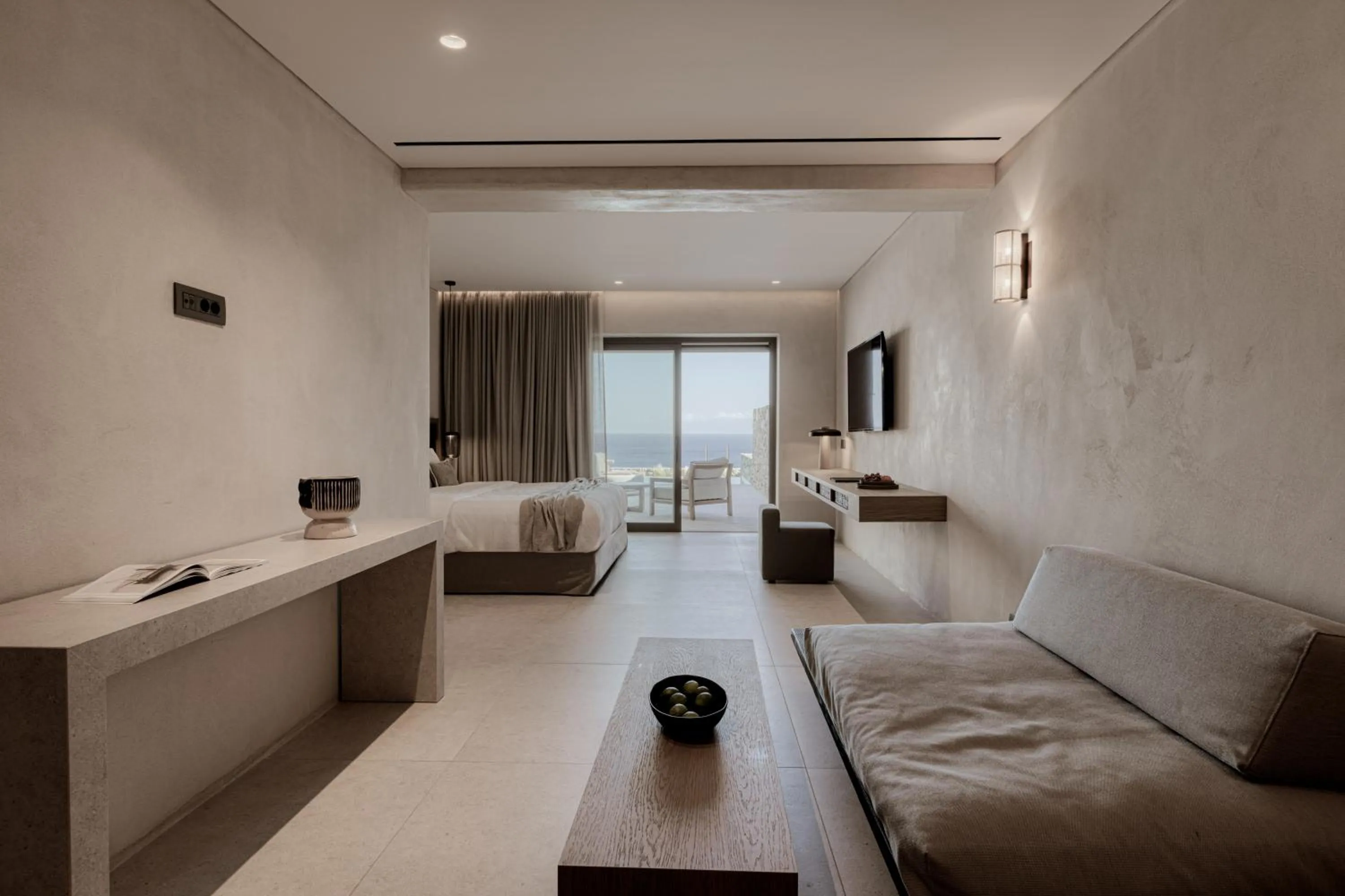 Bed in Enigma Mykonos Hideaway Suites