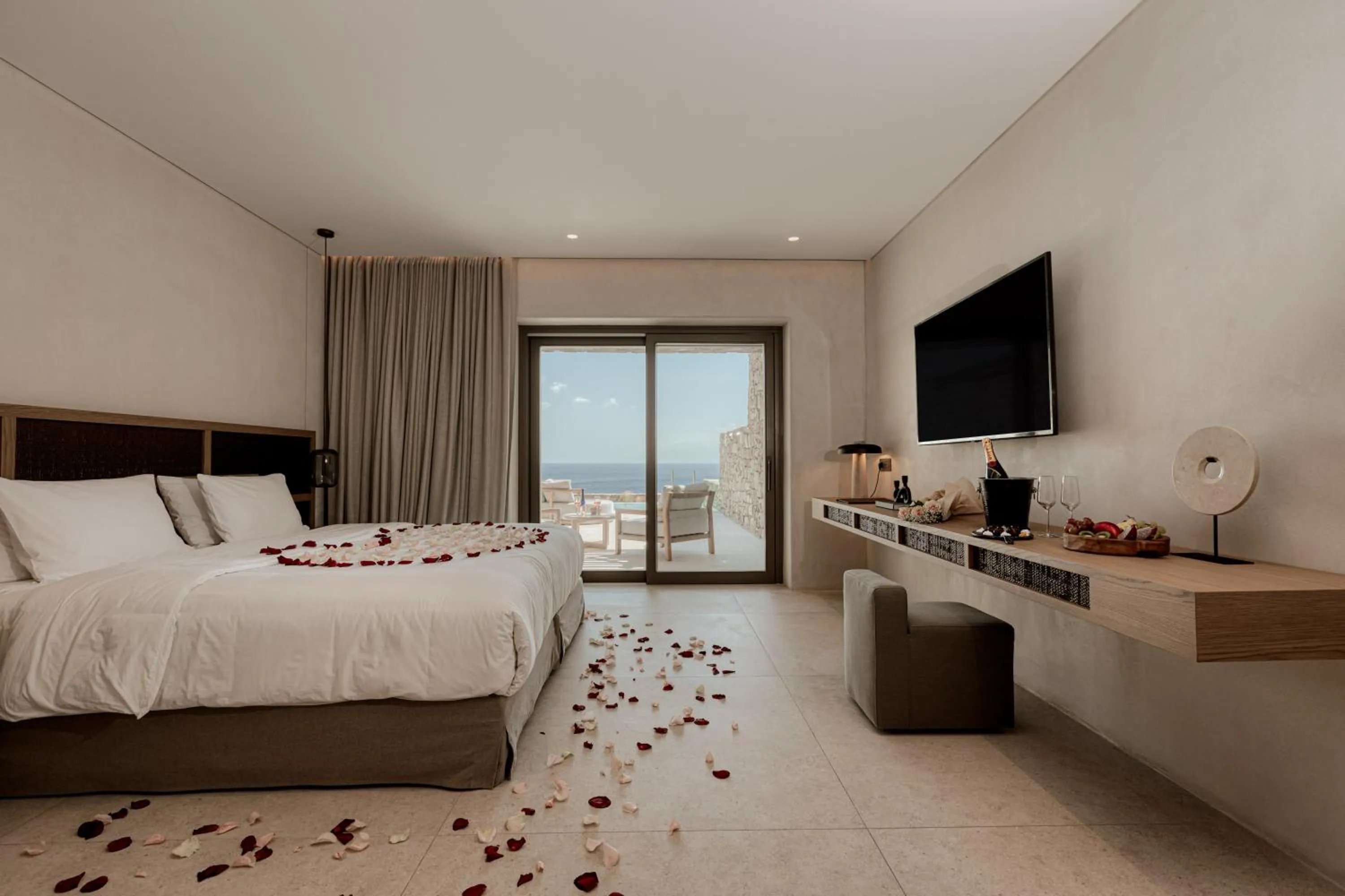 Bed in Enigma Mykonos Hideaway Suites