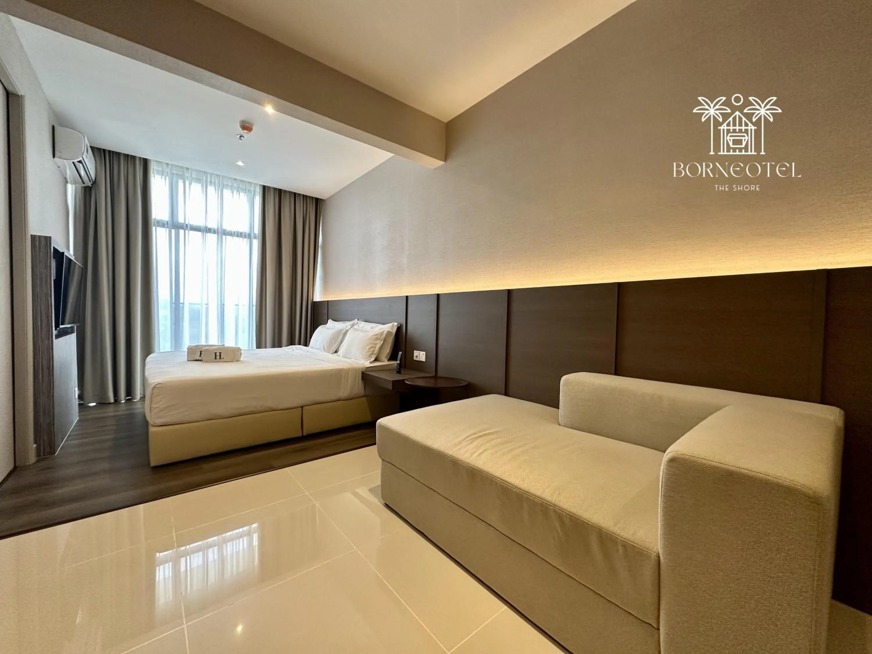 Bedroom, Bed in Borneotel The Shore KK by CHG