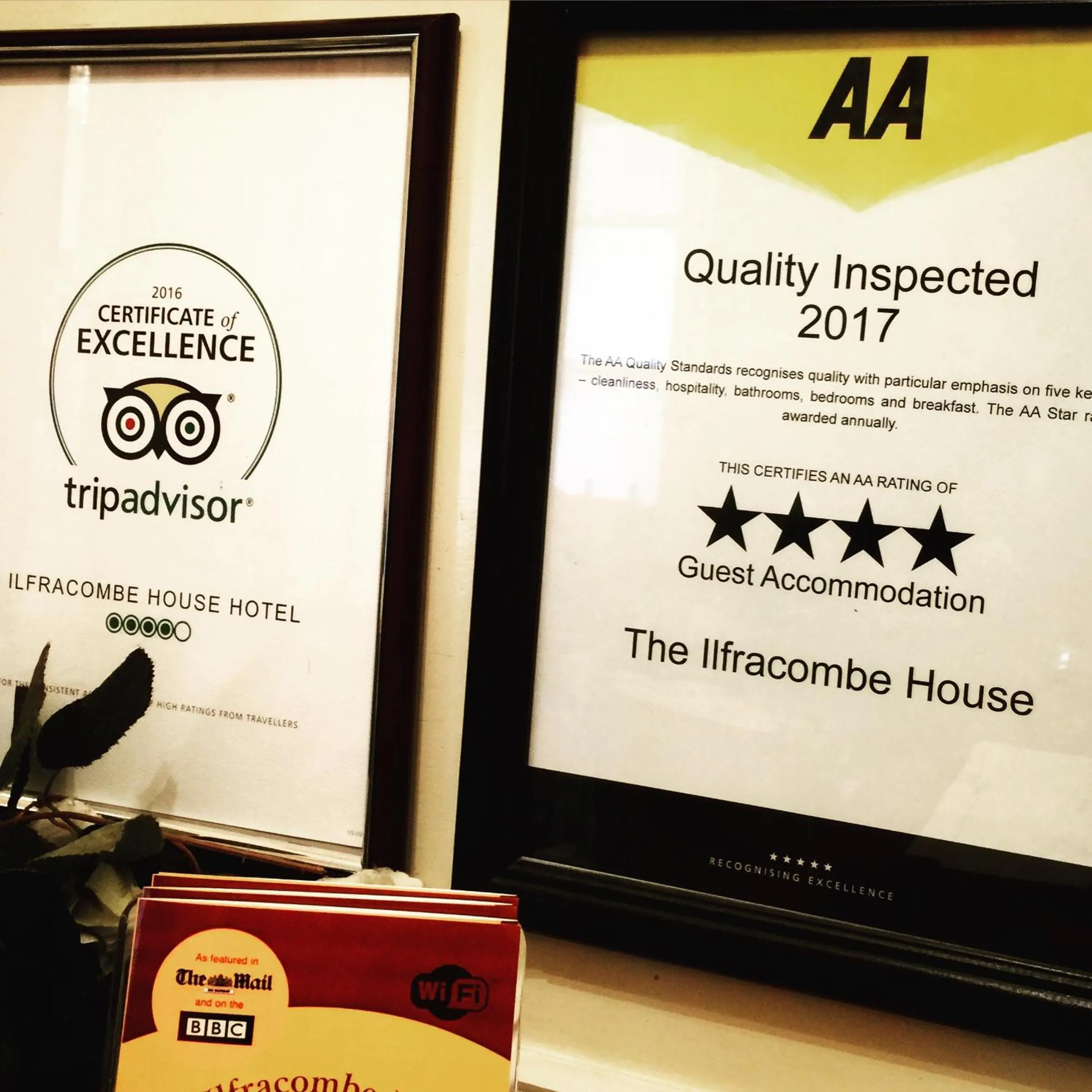 Certificate/Award in Ilfracombe House Hotel - near Cliffs Pavilion