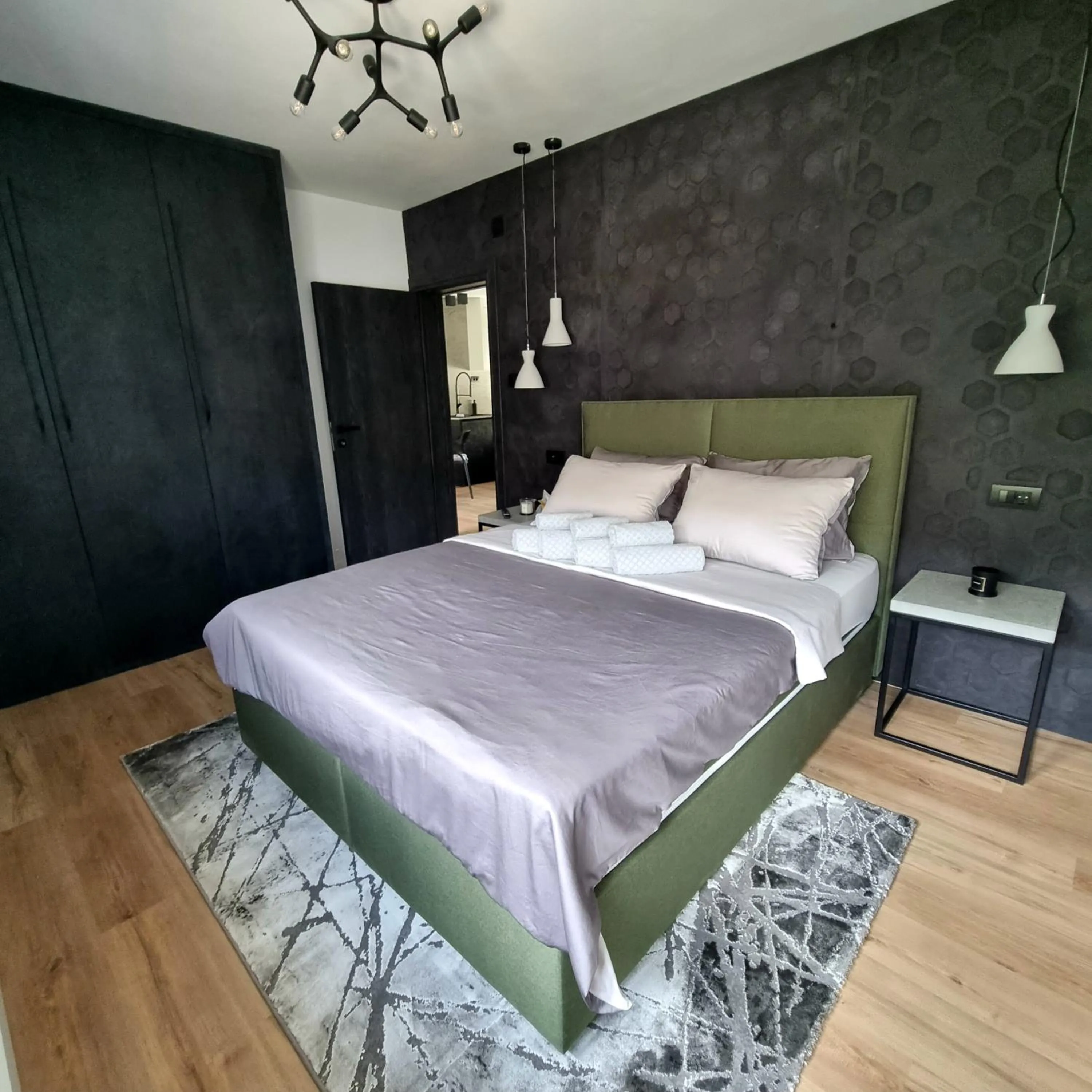 Bedroom, Bed in Apartment Black