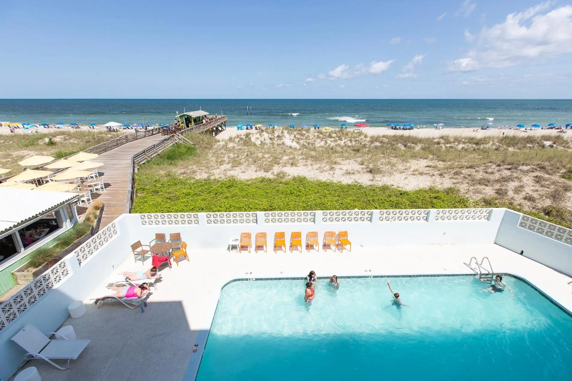 People in Golden Sands Carolina Beach Oceanfront, Tapestry by Hilton
