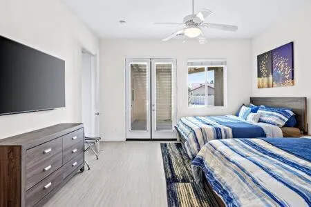 Bed in Luxurious Getaway Near Coachella Stagecoach Pool Putting Green Parking Firepit Sleeps 11