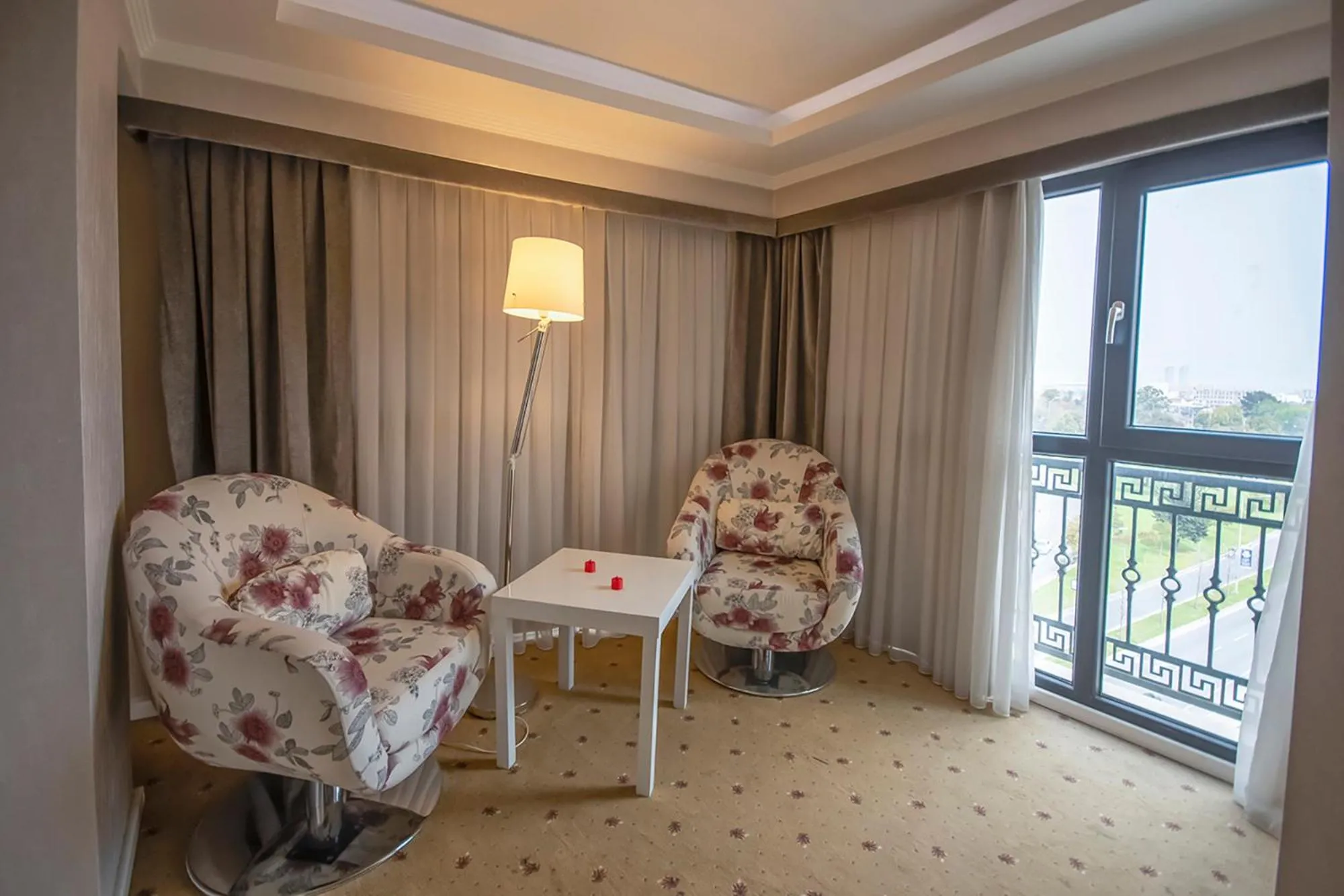 Seating area in NK Hotel