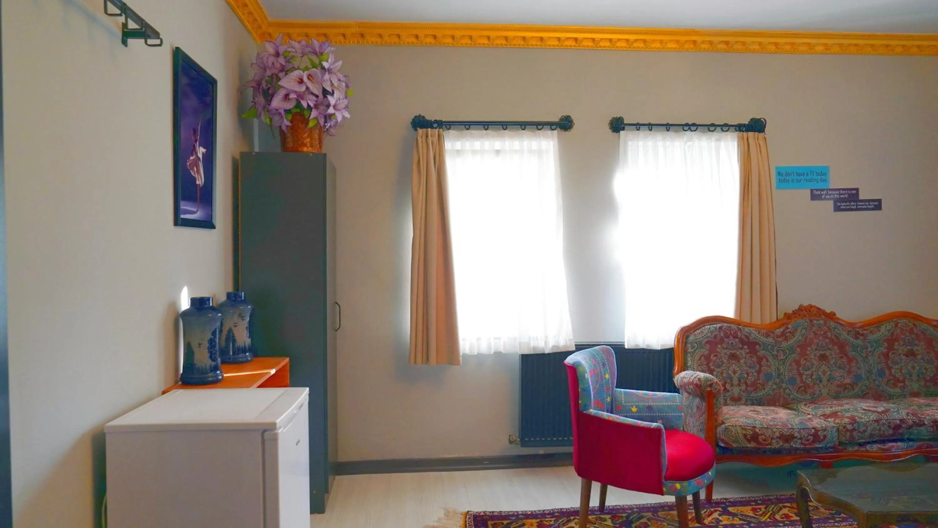 Seating area in Alpha Stone House