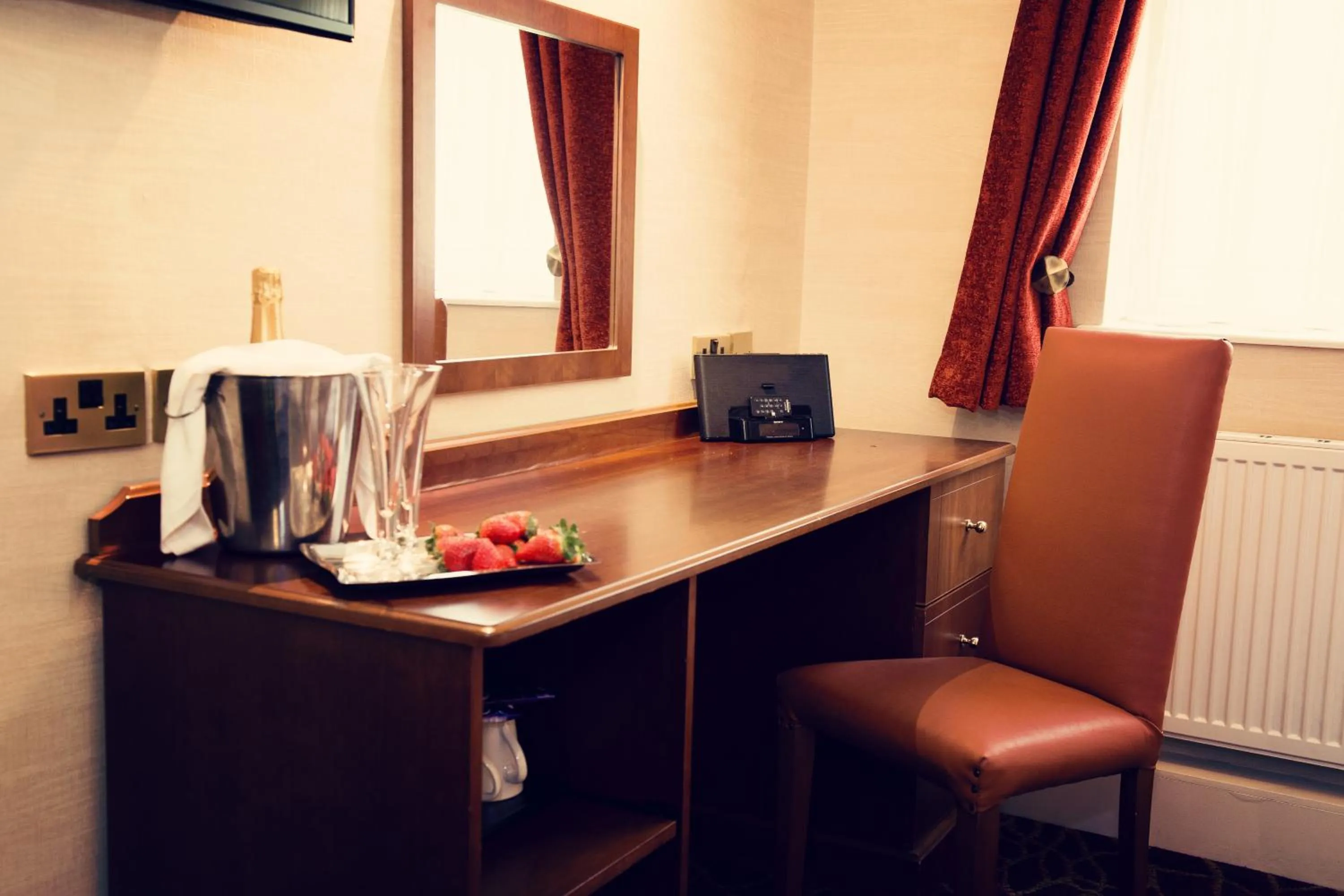 Decorative detail, TV/Entertainment Center in Preston Leyland Hotel, BW Signature Collection