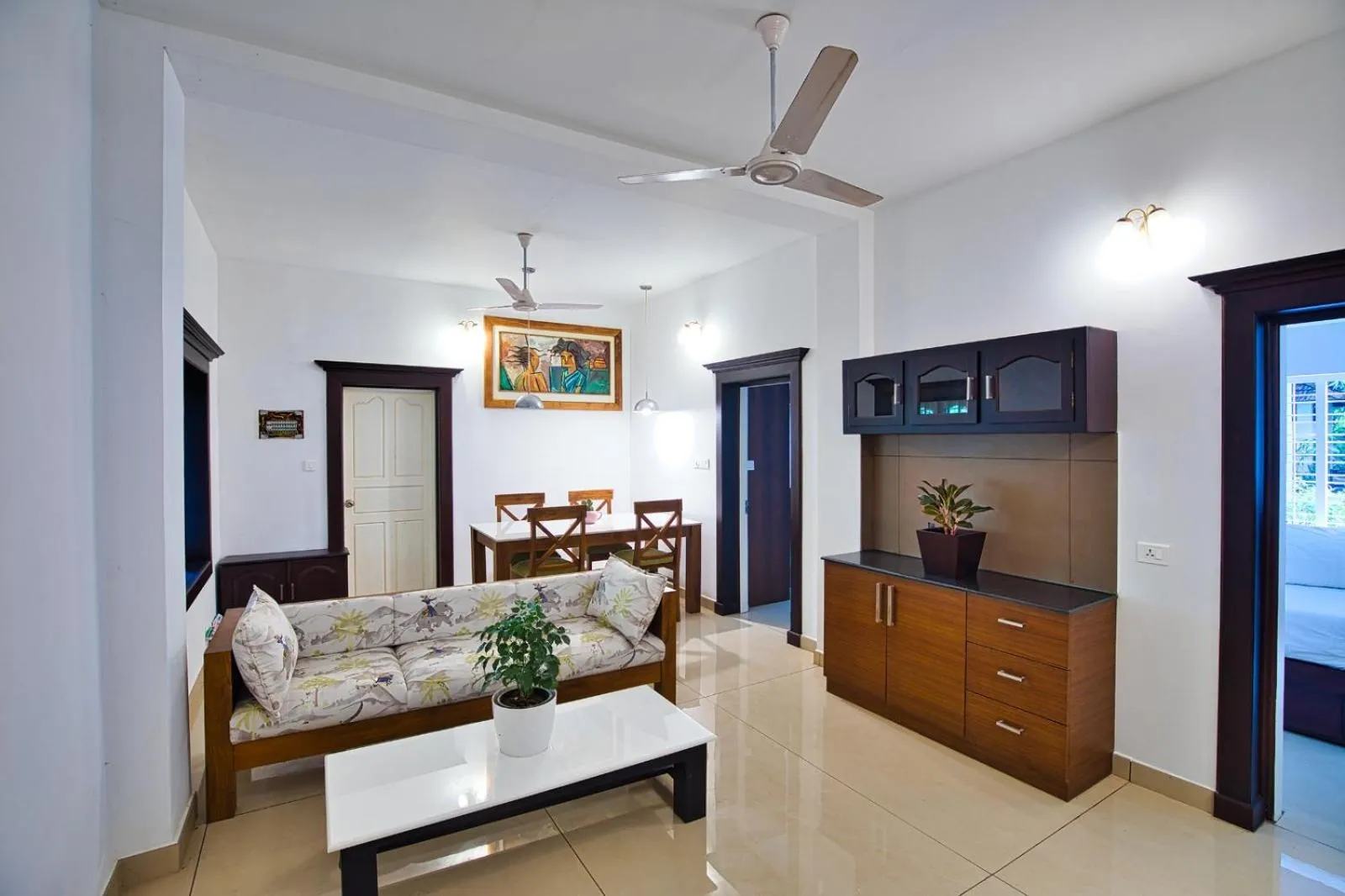 Living room in Softouch Ayurveda Village Kerala