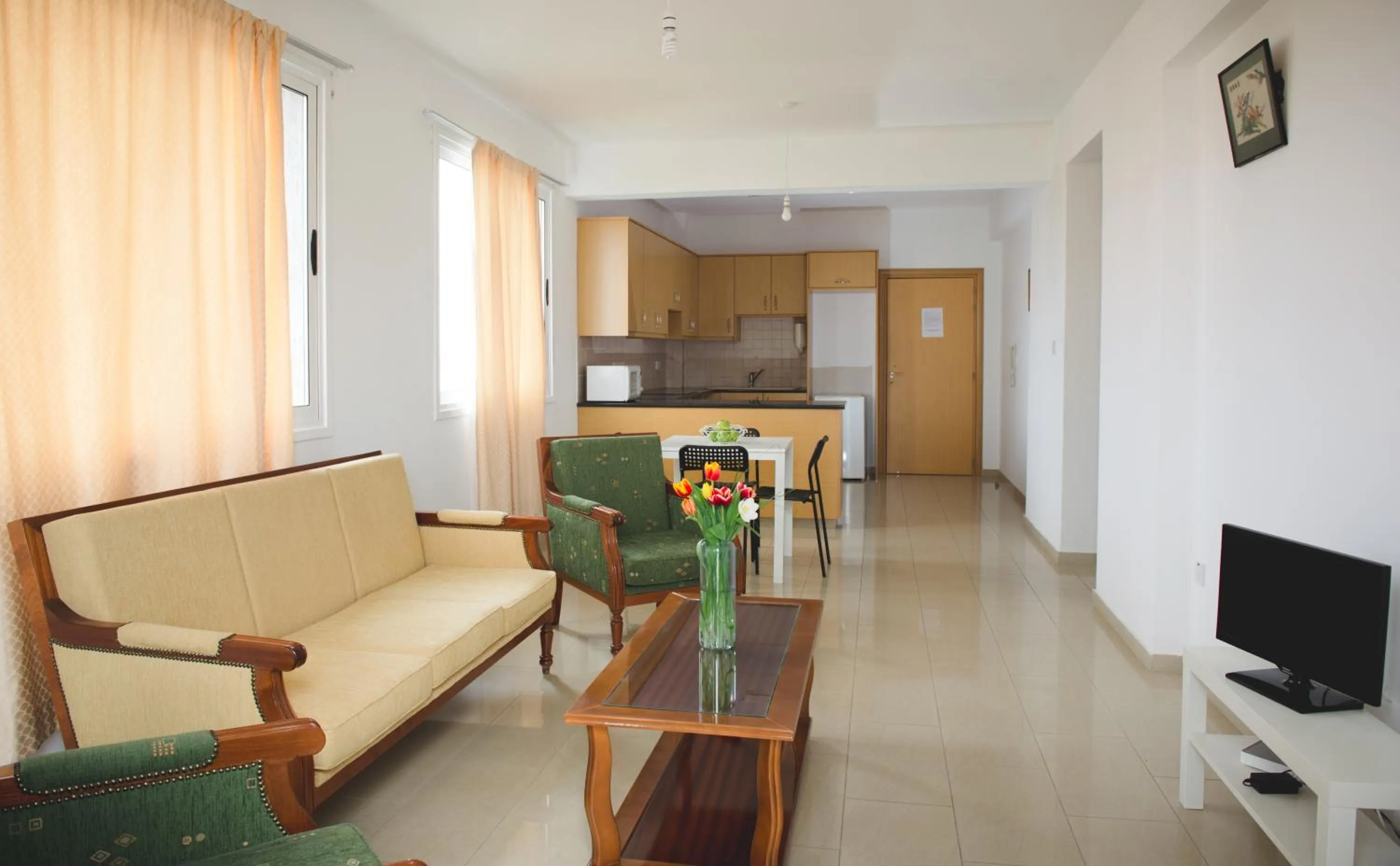 Seating area in Valentinos Apartments