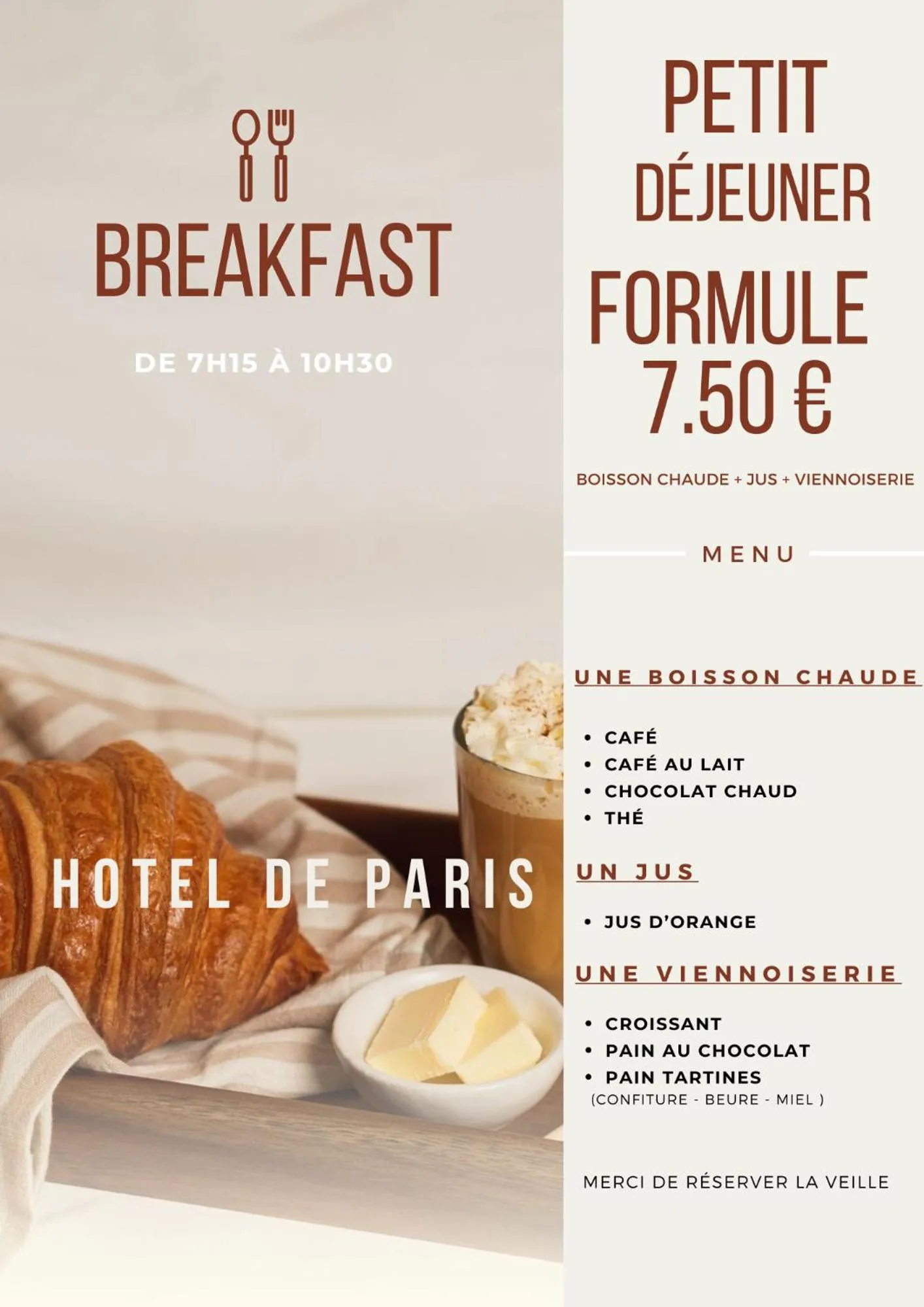 Breakfast in HOTEL IN PARIS