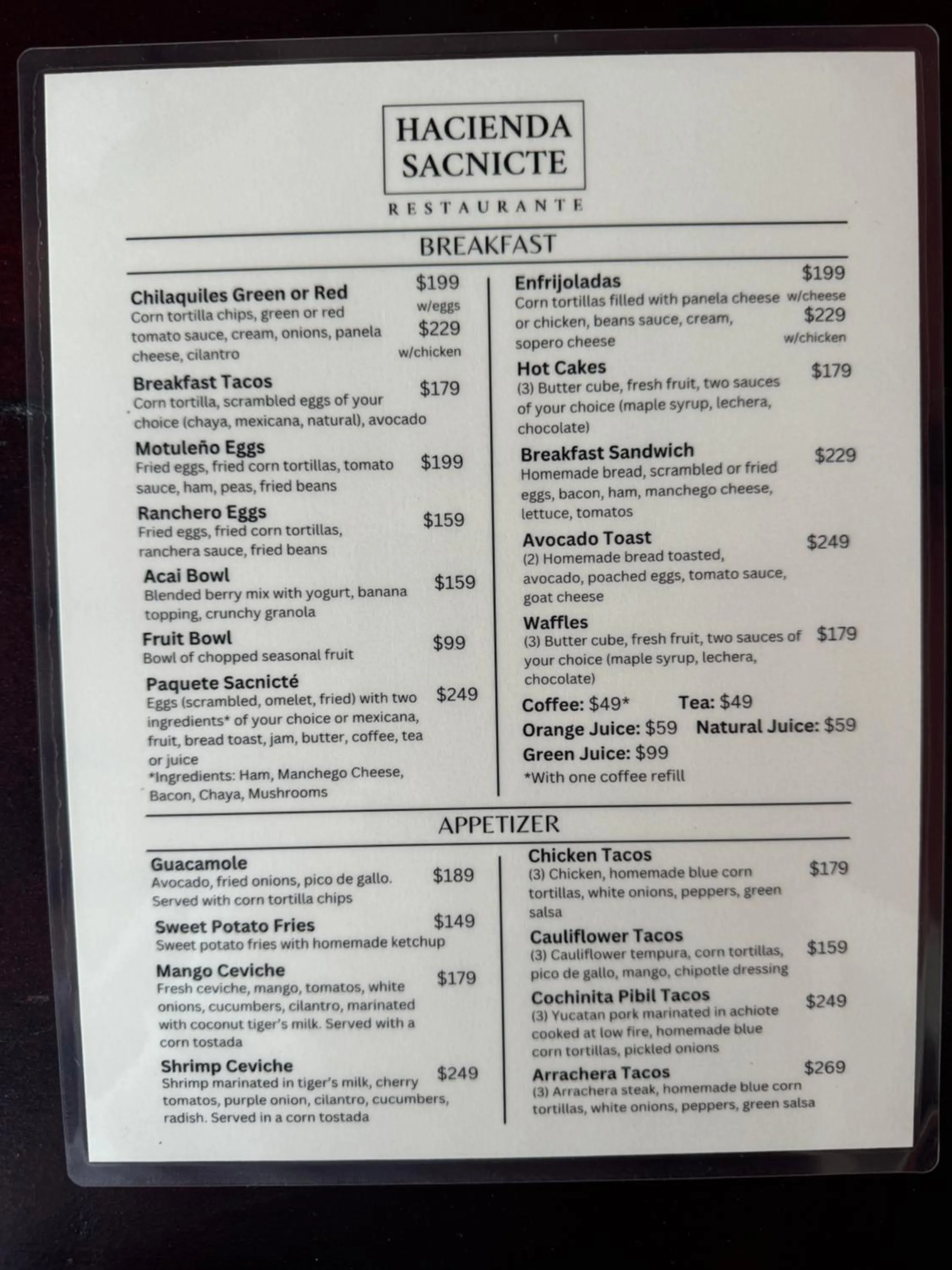 Restaurant/places to eat in Hacienda Sacnicte