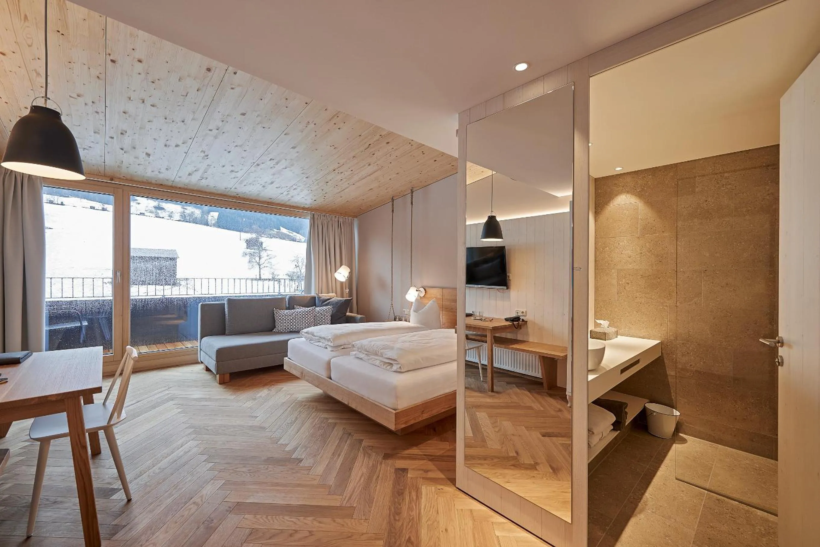 Bathroom, Bed in Hotel Rössle