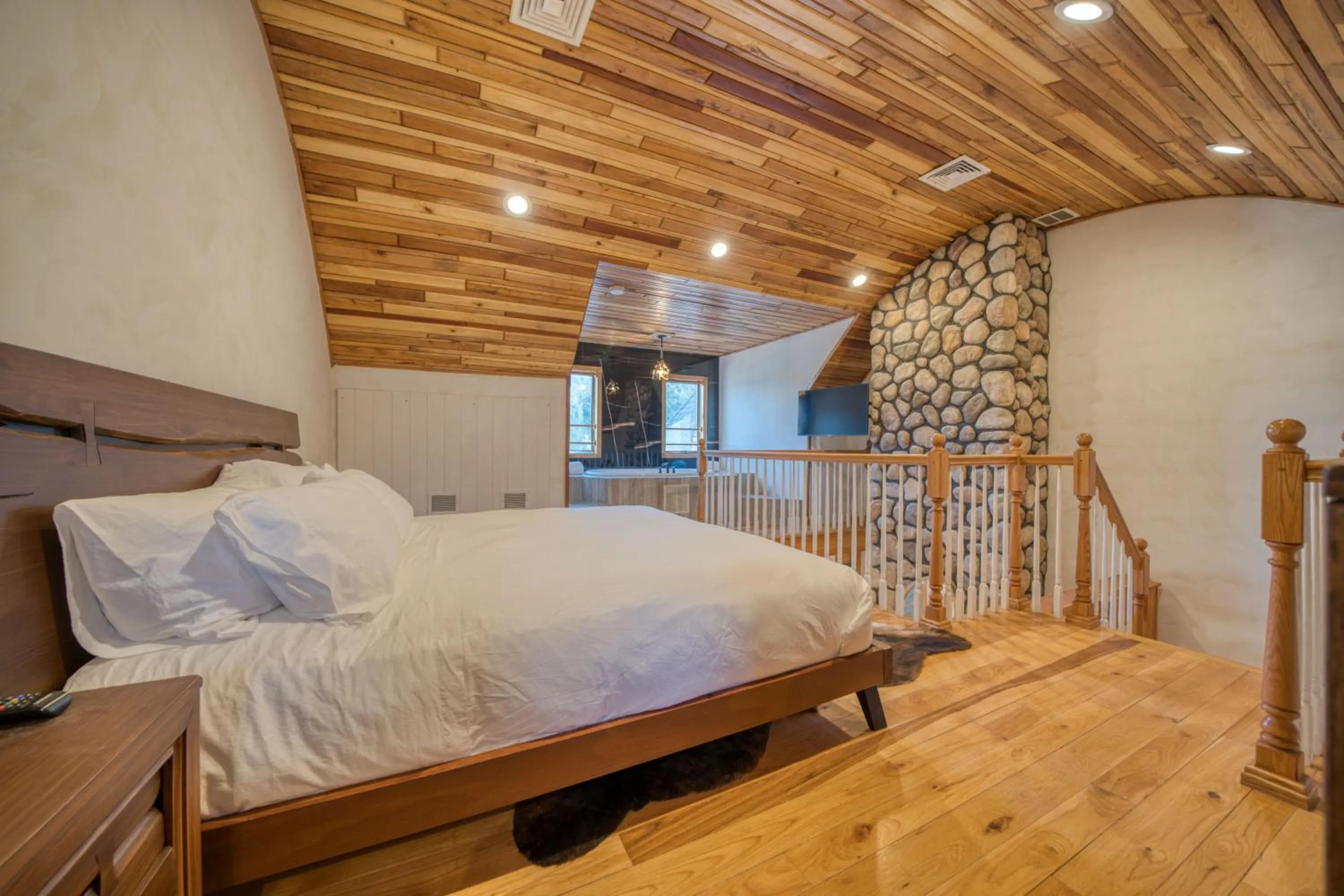 Bedroom, Bed in The Haüs Windham - Spacious Suites, Hot Tub, Mountain Views!