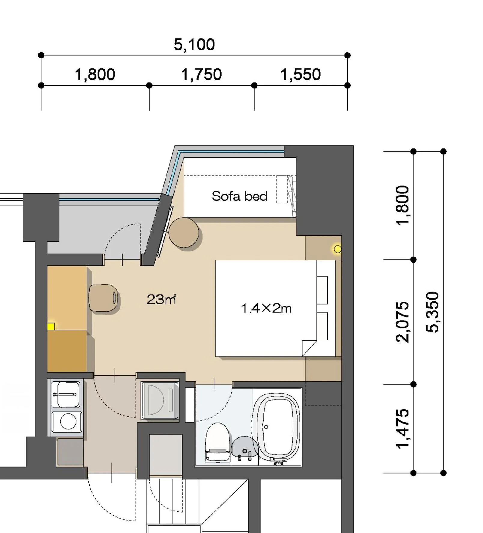 Photo of the whole room in INA HOUSE GION