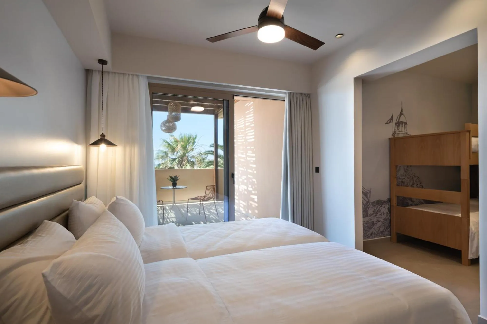 Bed in Prasonisi Light House Boutique Hotel