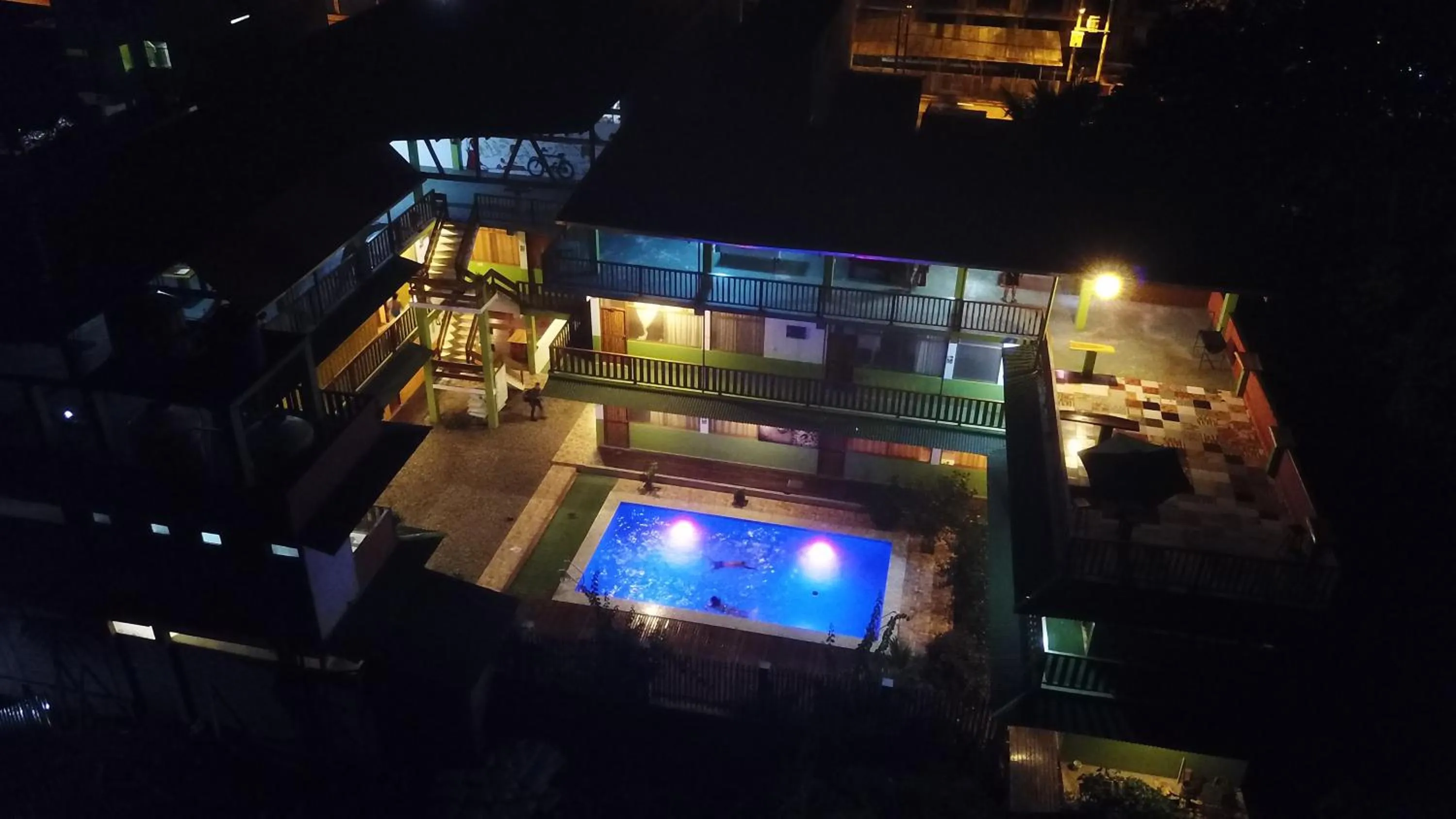 Pool view in Tambopata Hostel