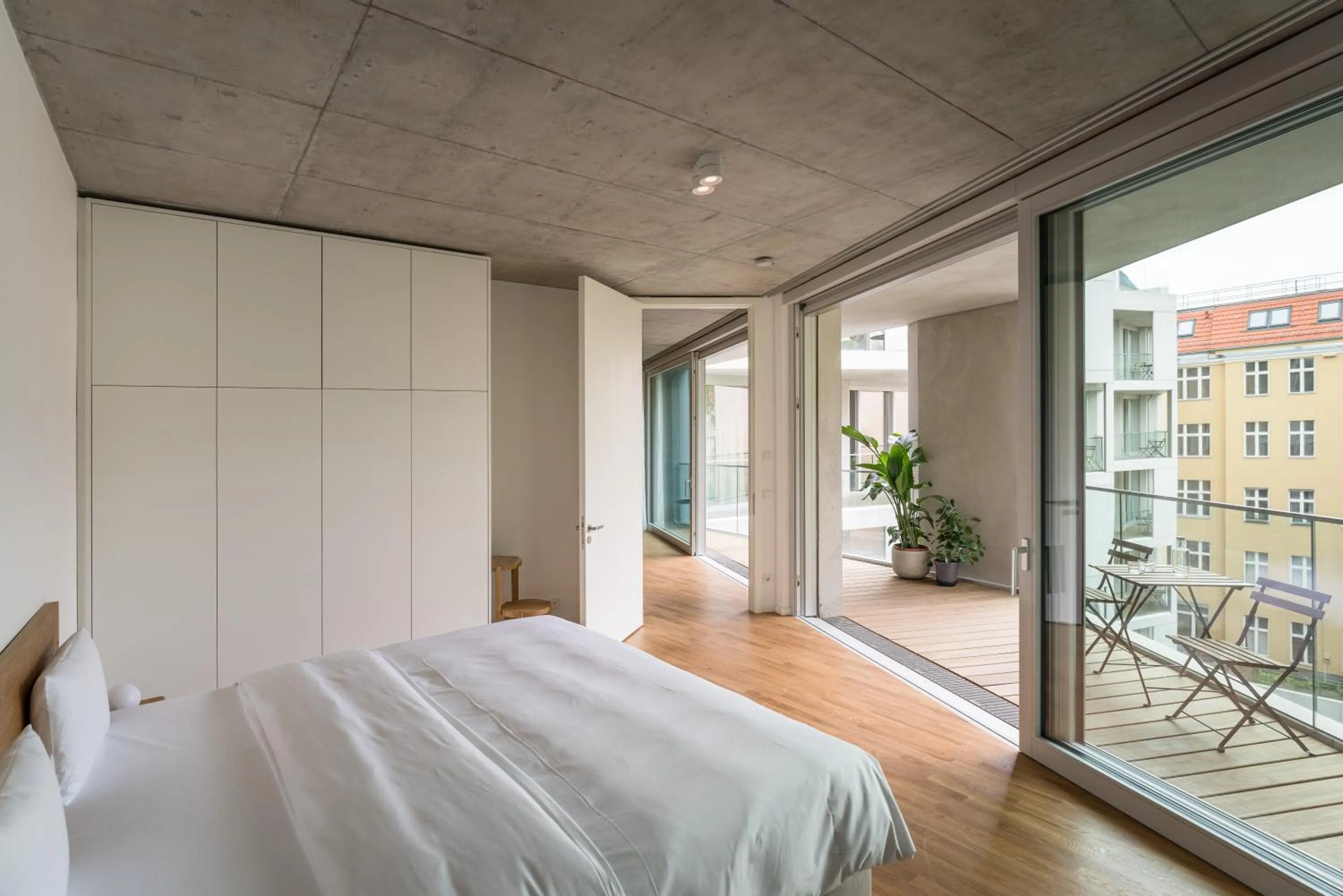 Bedroom, Bed in Carlotta Apartments