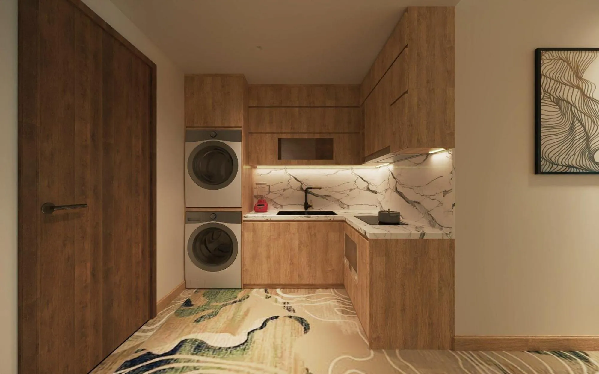 stove, Bed in Fukurai Boutique Apartments Ha Noi