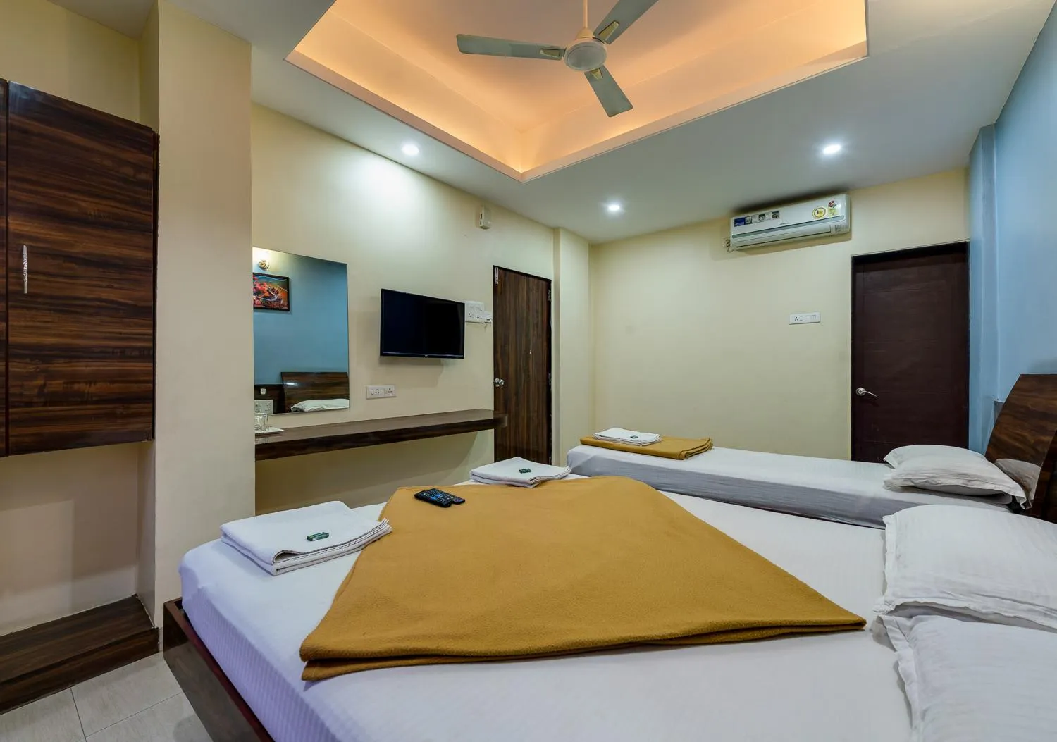 Communal lounge/ TV room, Bed in Hotel RadhaKrishna-Couple Friendly