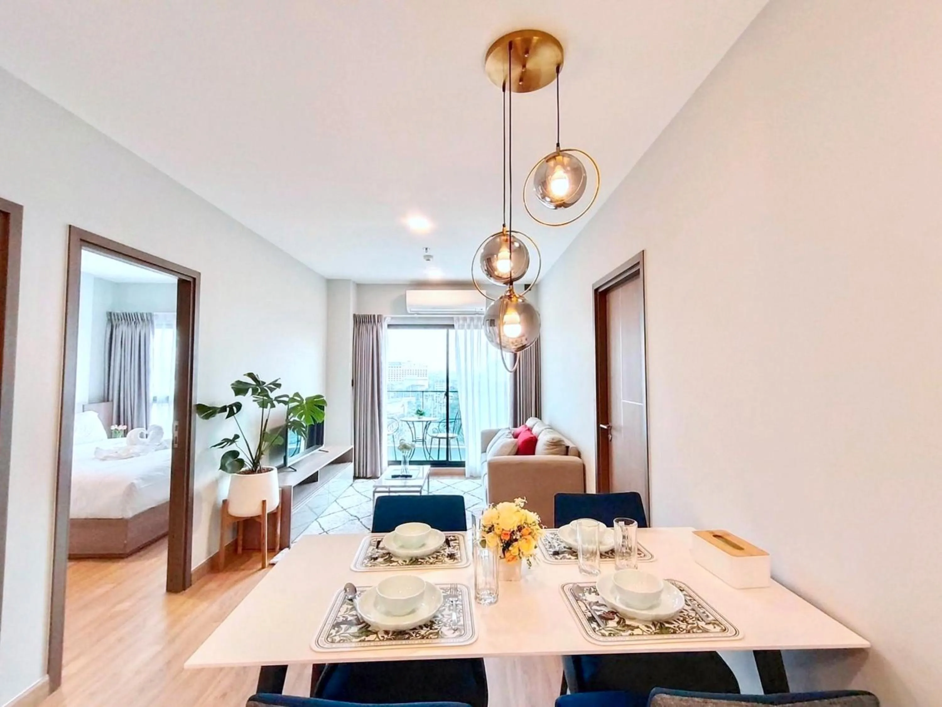 Living room, Bed in Astra Sky River Chiang Mai by Fang