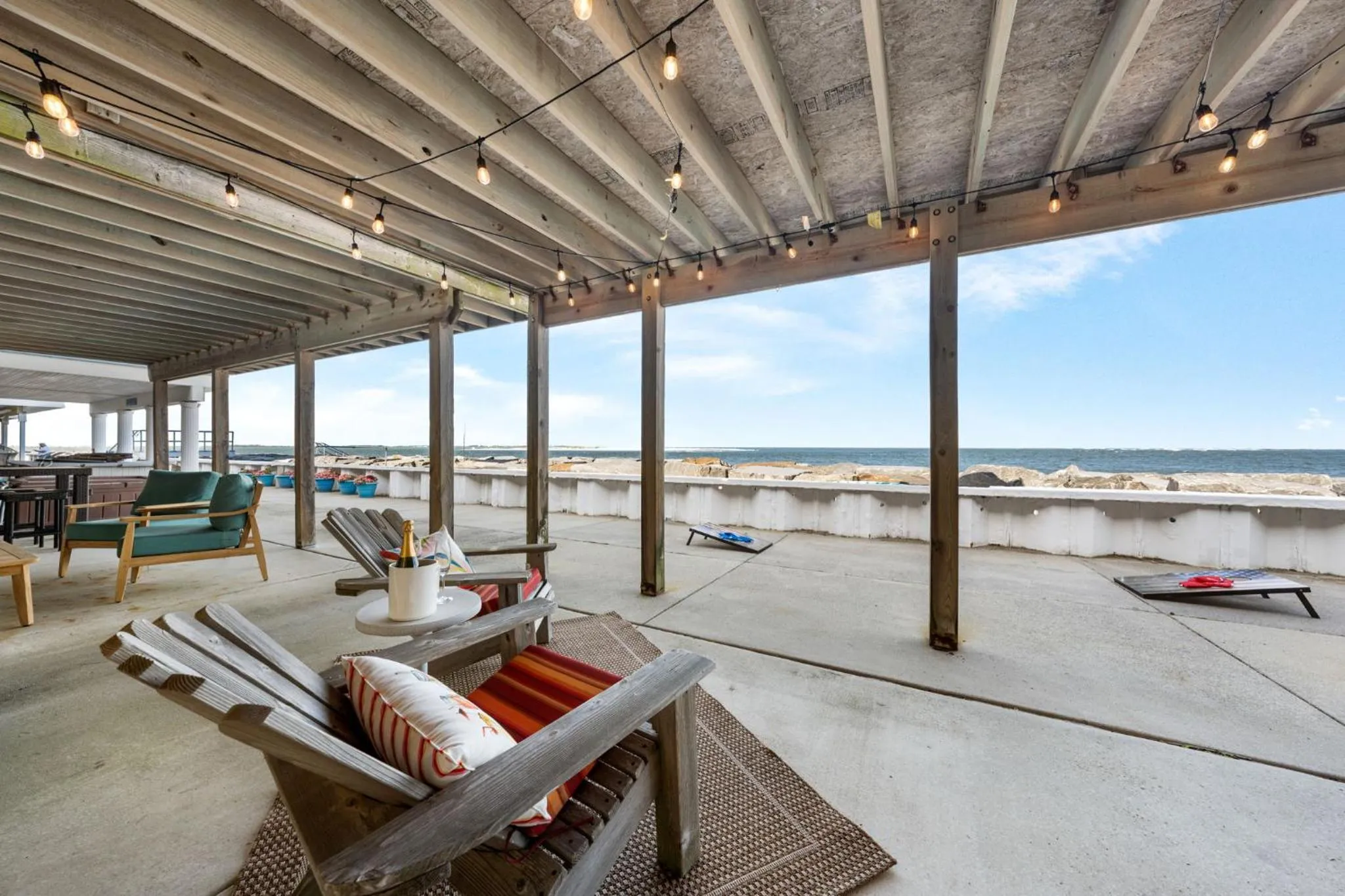 Patio in Waterfront North Wildwood Anglesea Family Retreat
