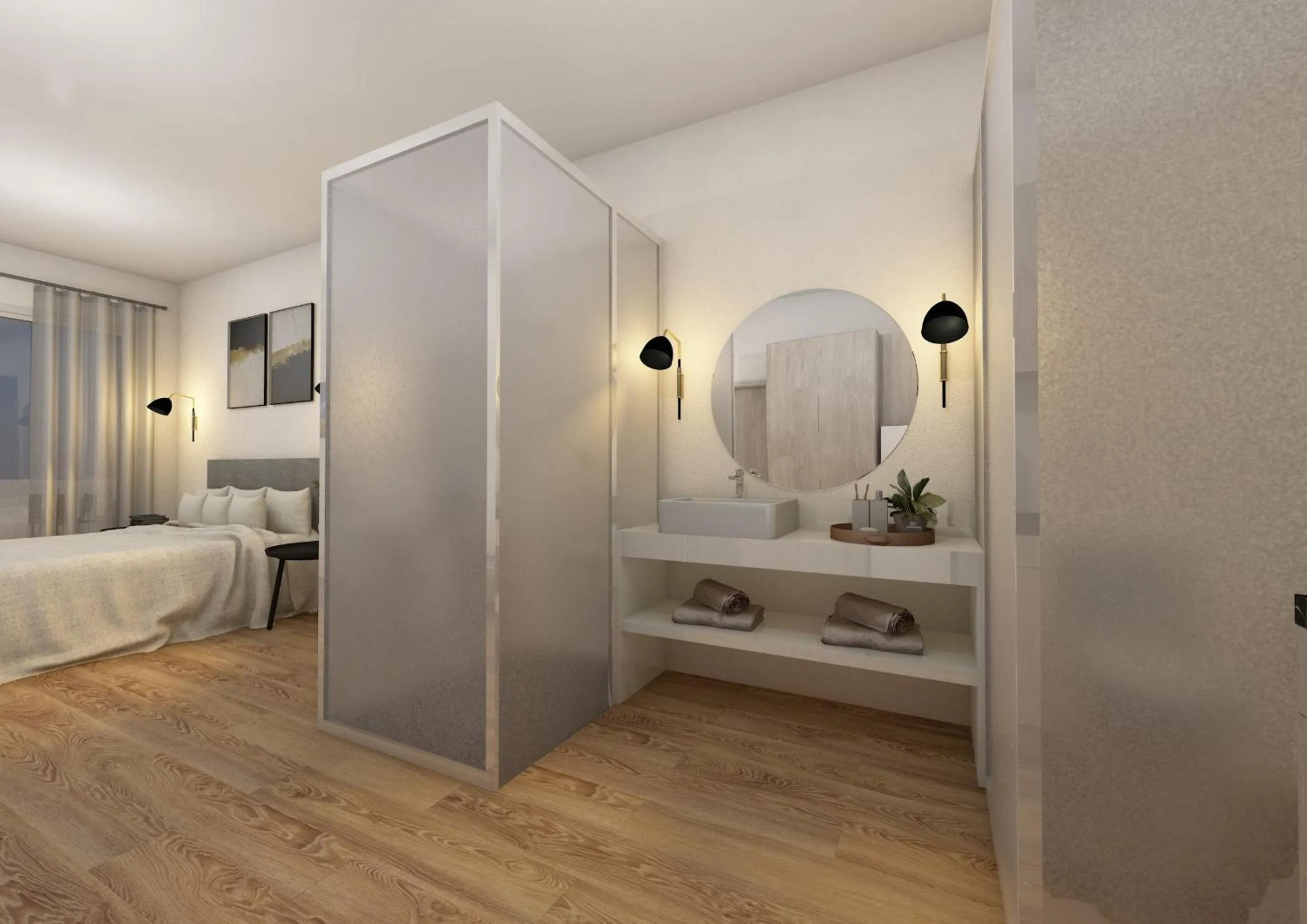 Bathroom, Bed in Stavento Hotel & Resort, new experience