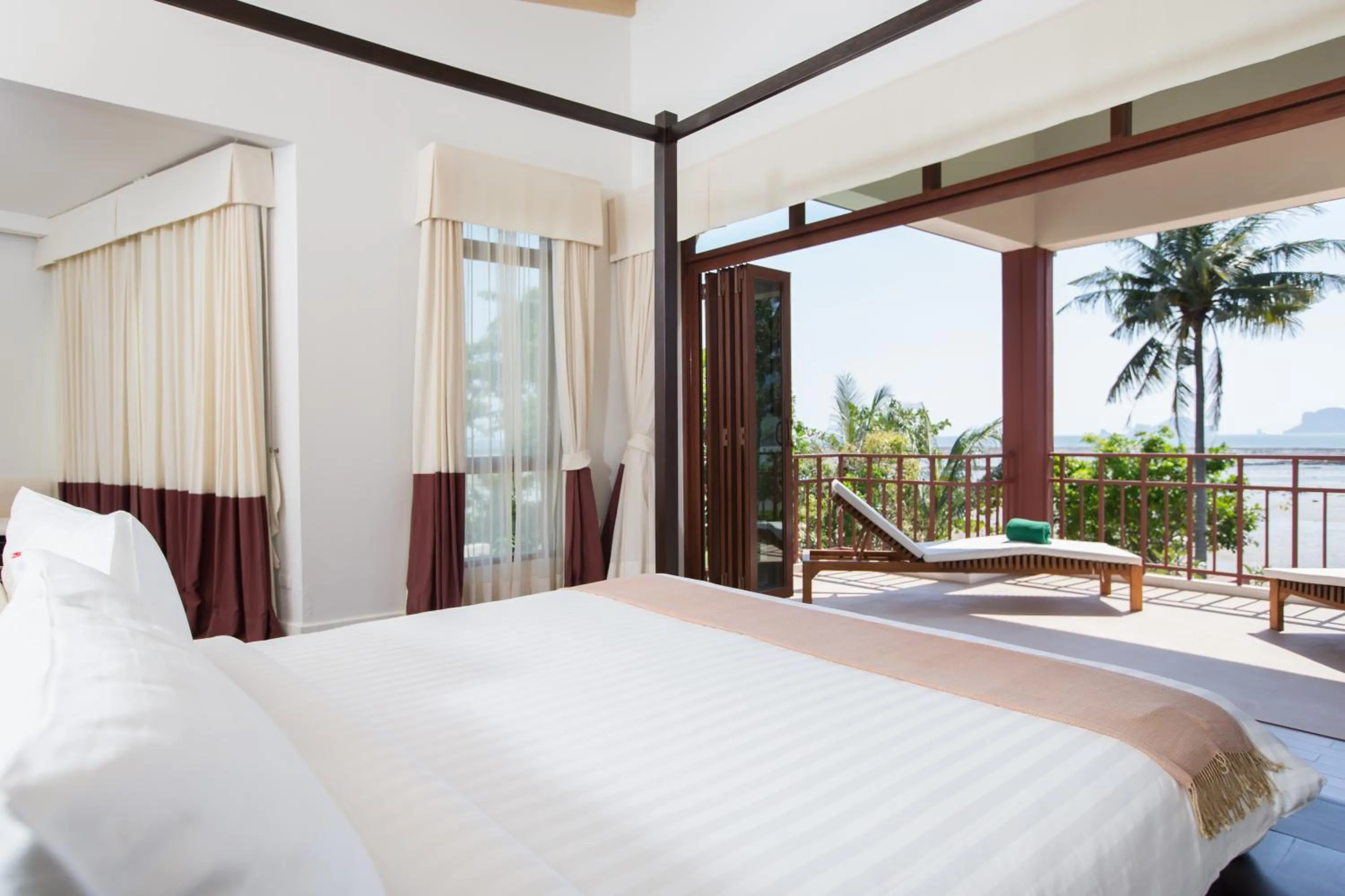 Bedroom, Bed in Amatapura Beachfront Villa 1, SHA Certified