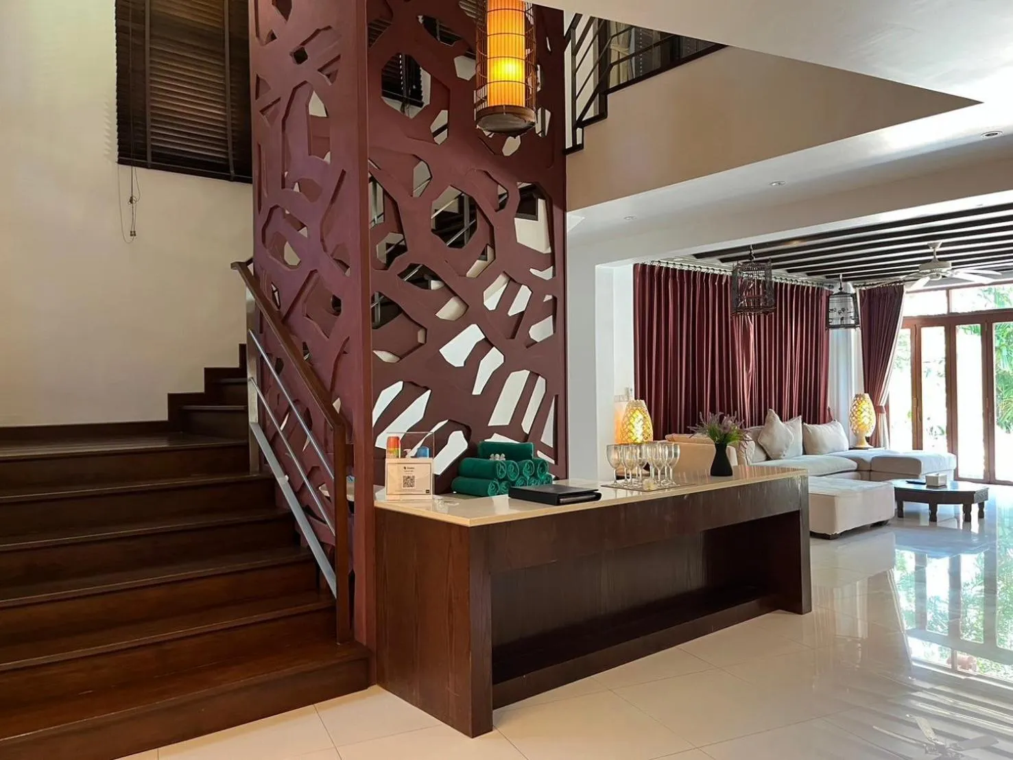 Living room in Amatapura Beachfront Villa 1, SHA Certified