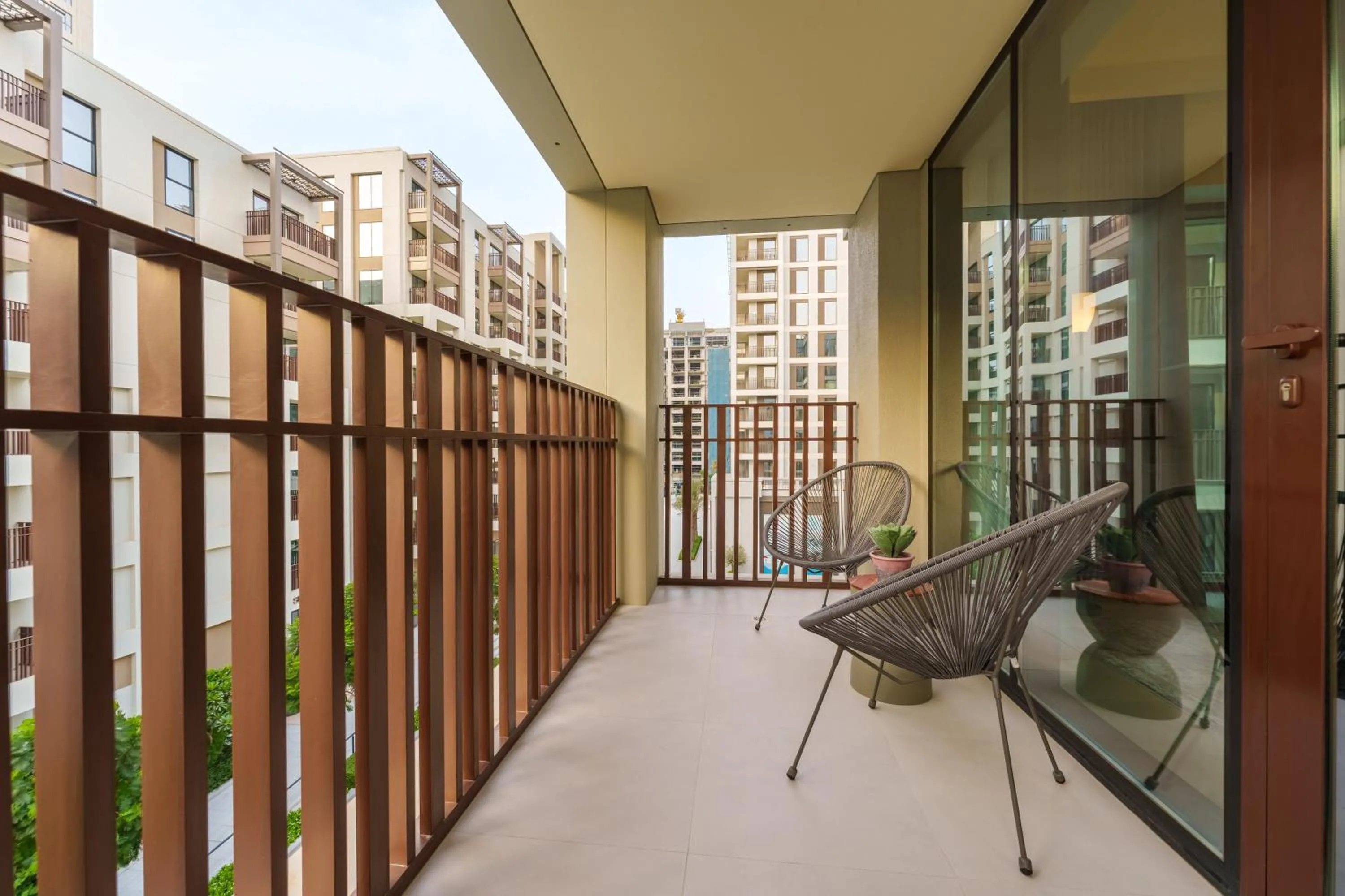 Balcony/Terrace in Maison Privee - Alluring Modern Apt in Dubai Creek Beach