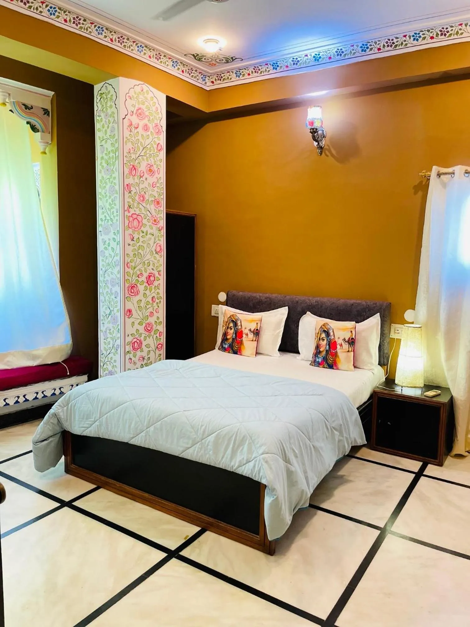 Bed in Hotstel Udaipur