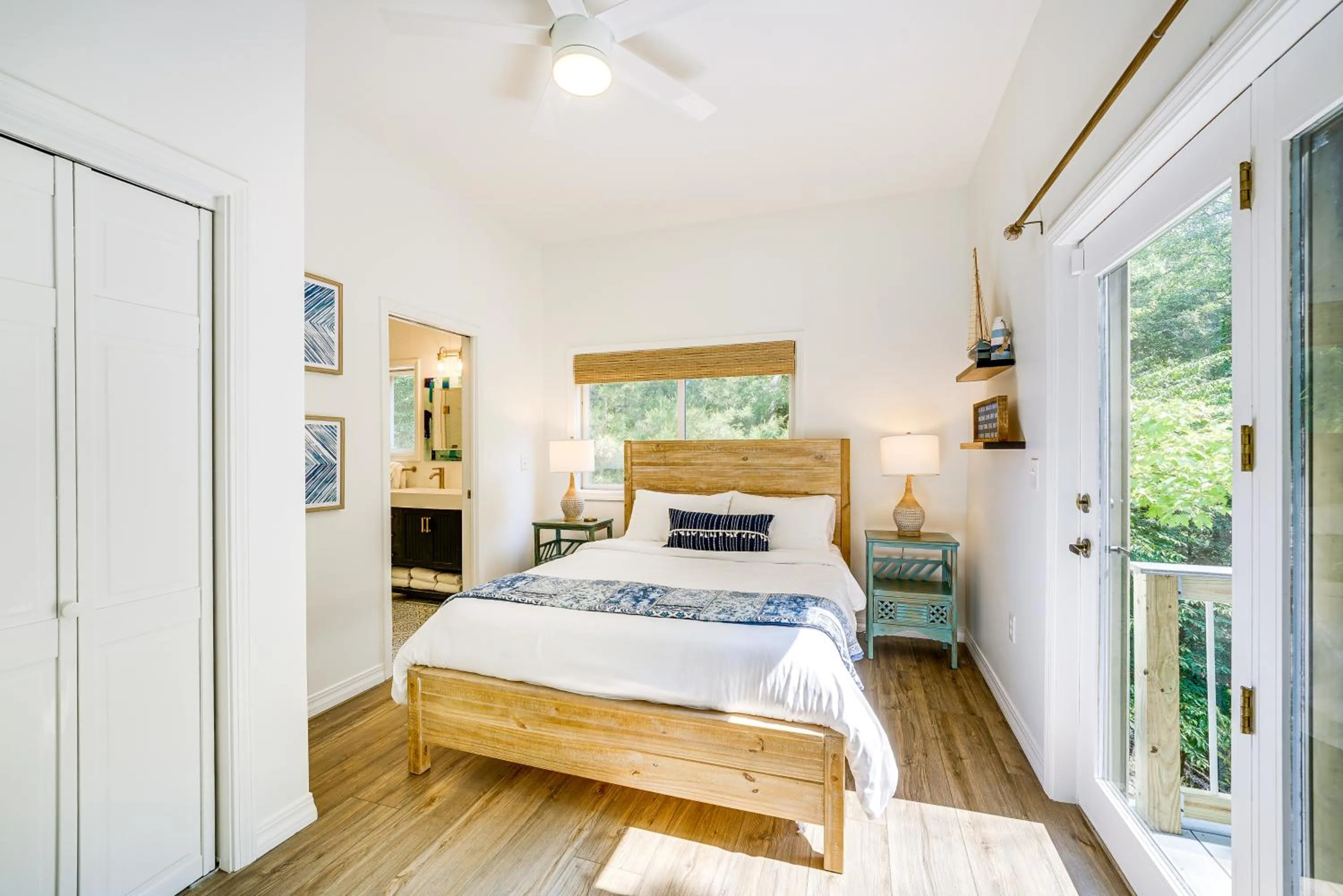 Bed in Private Beachfront Lake Michigan Rental with Kayaks