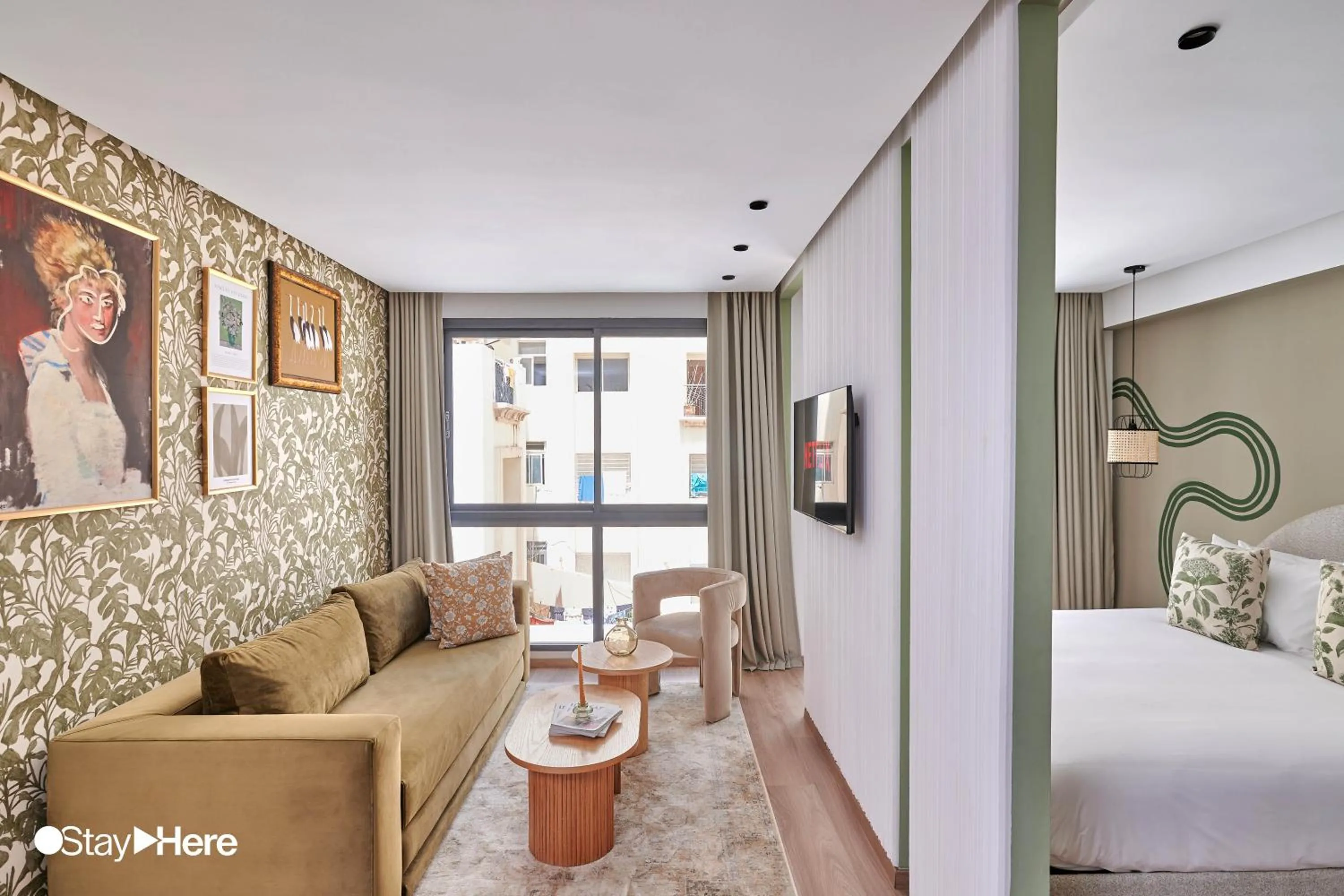 Living room, Bed in Stayhere Casablanca - Maarif - Elite Residence