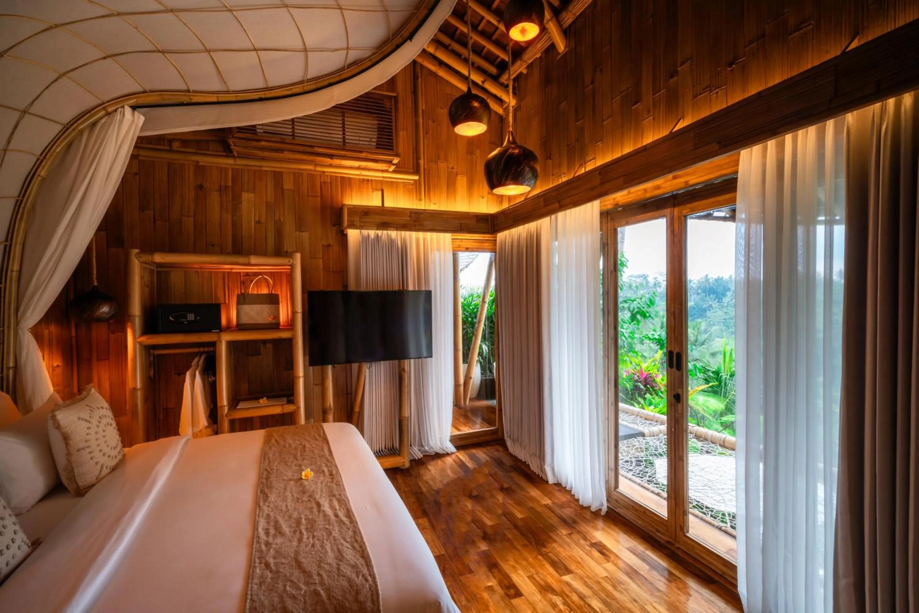 Bed in Bambootel Sawah View