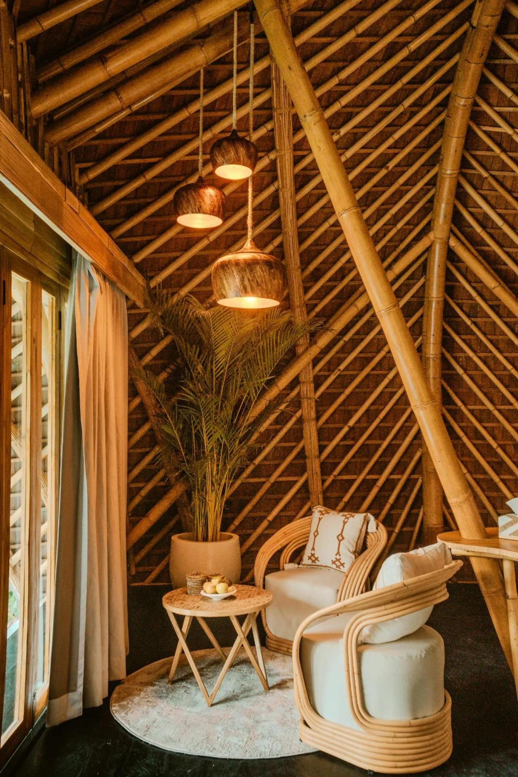 Seating area in Bambootel Sawah View