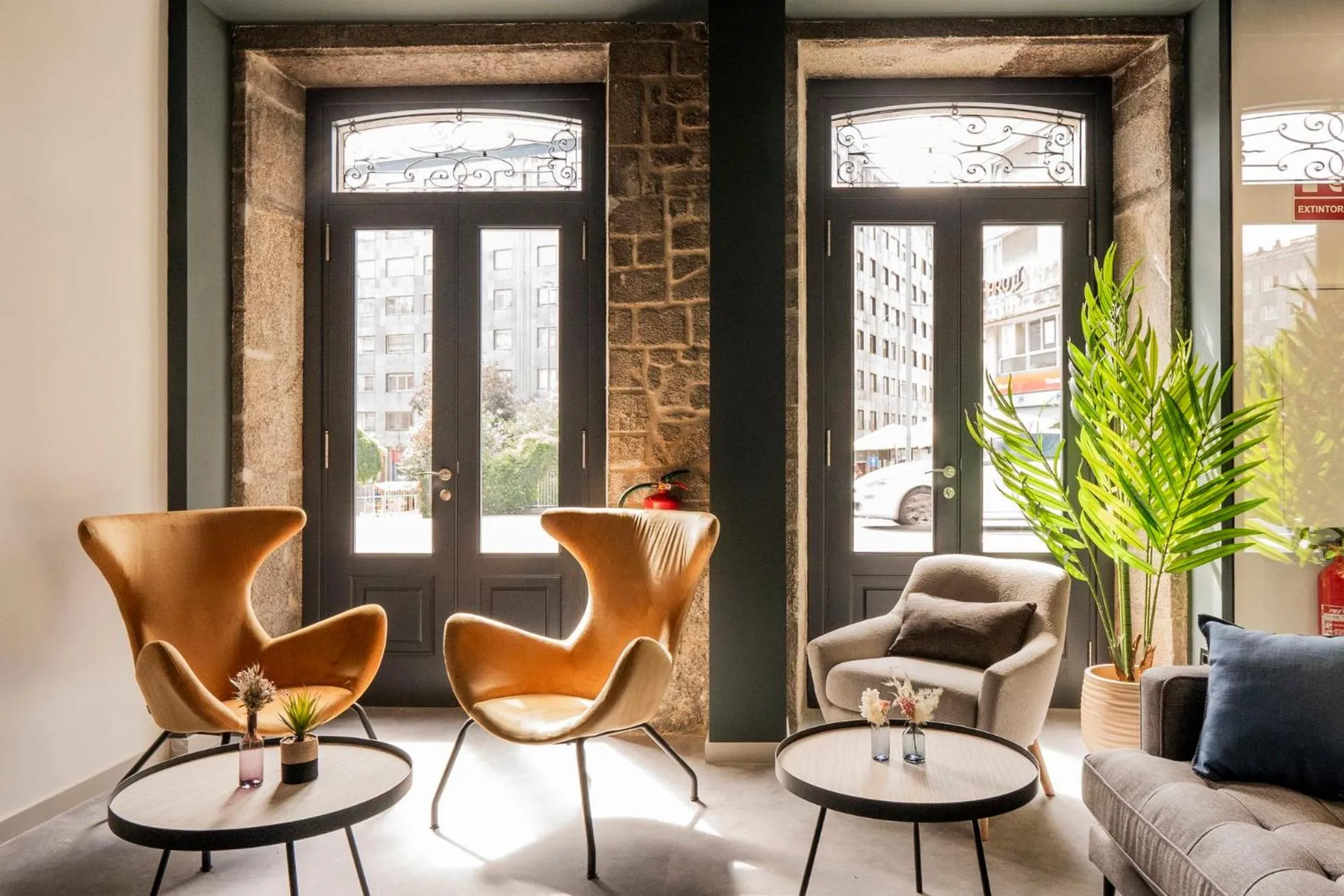 Seating area in Coliving Compostela