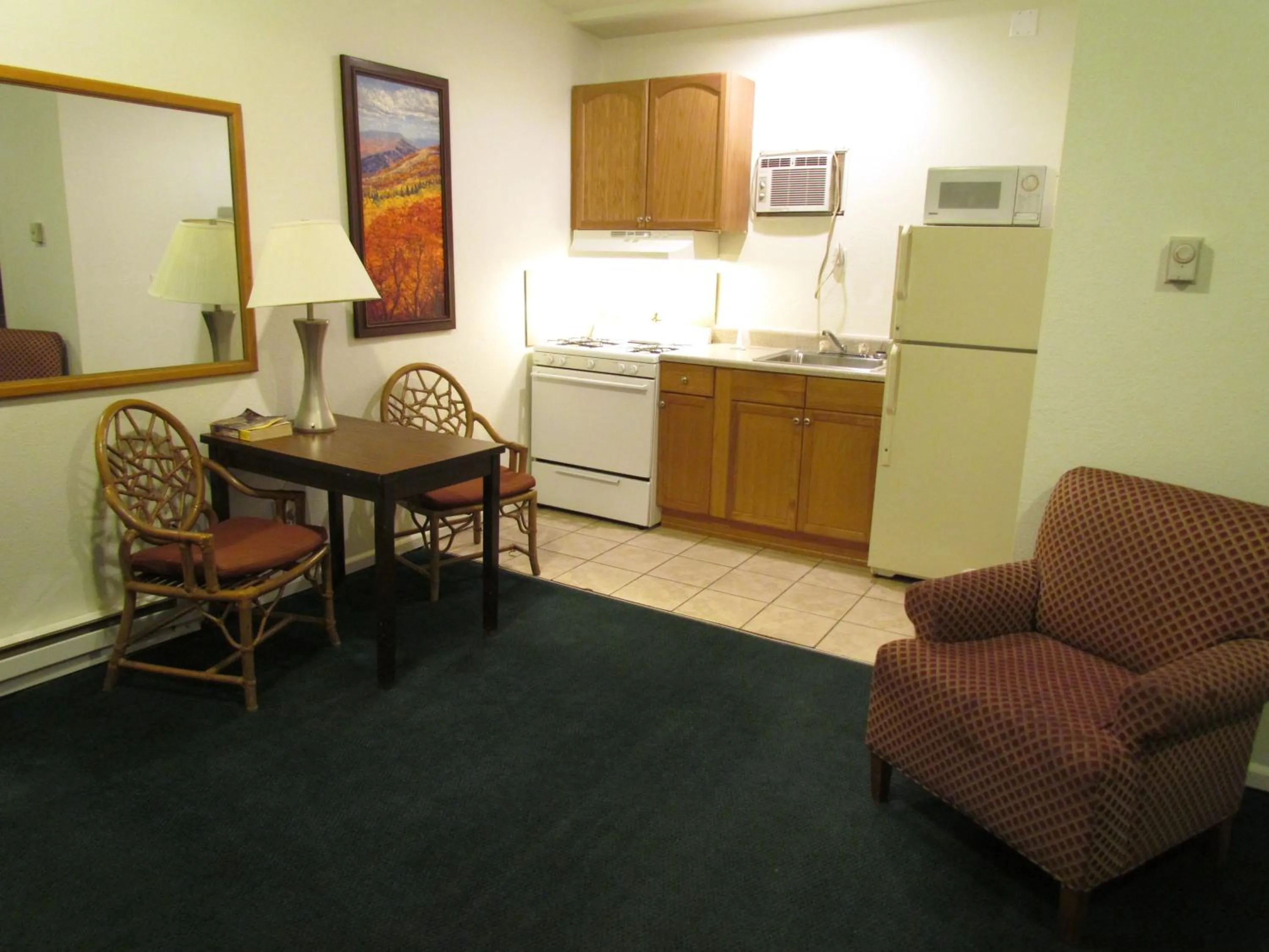 kitchen in True North Motel