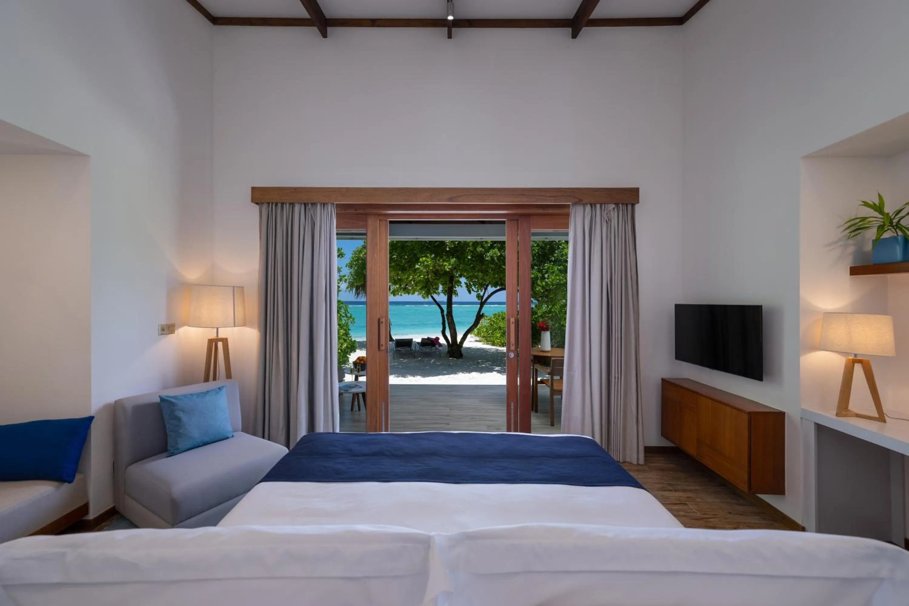 Patio, Bed in Ifuru Island Maldives - Domestic Flight Transport for 2 at Half-Price Valid for Min 5 Night Stays Between 20 Apr to 15 Oct 2026