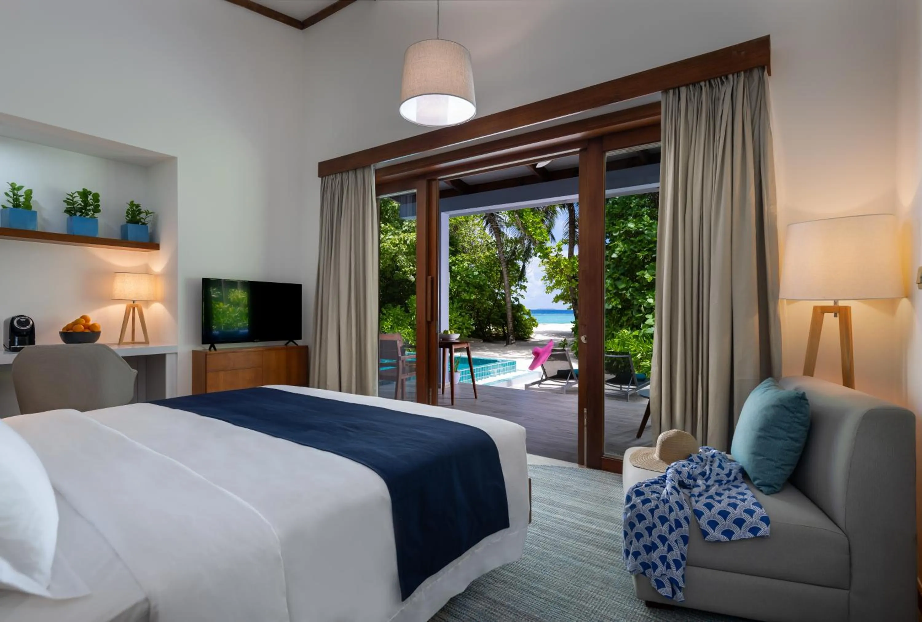 TV and multimedia, Bed in Ifuru Island Maldives - Domestic Flight Transport for 2 at Half-Price Valid for Min 5 Night Stays Between 20 Apr to 15 Oct 2026