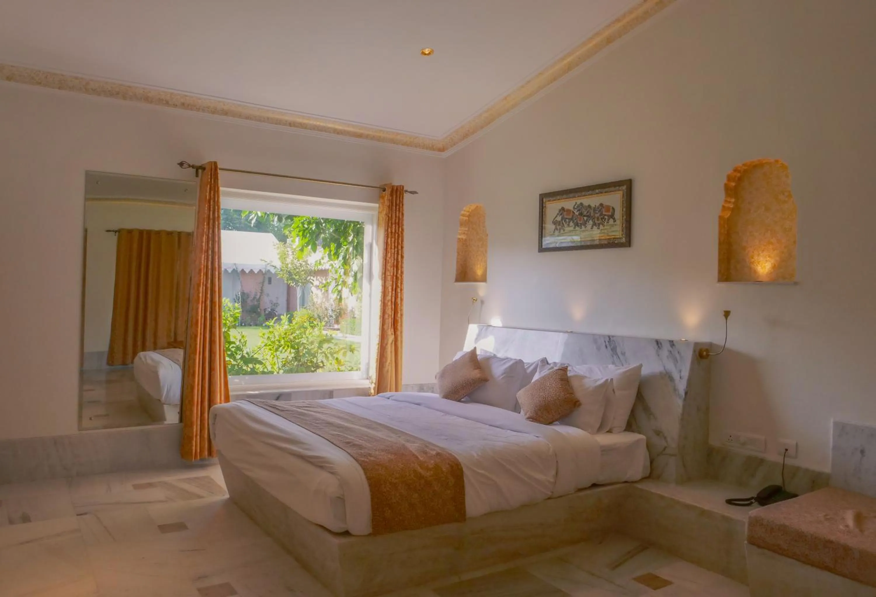 Bed in Aangan Resort Mandawa