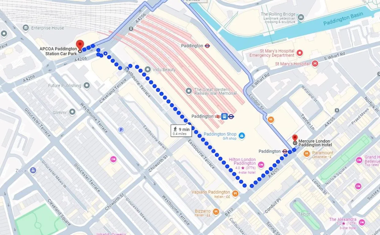 Parking in Mercure London Paddington Hotel