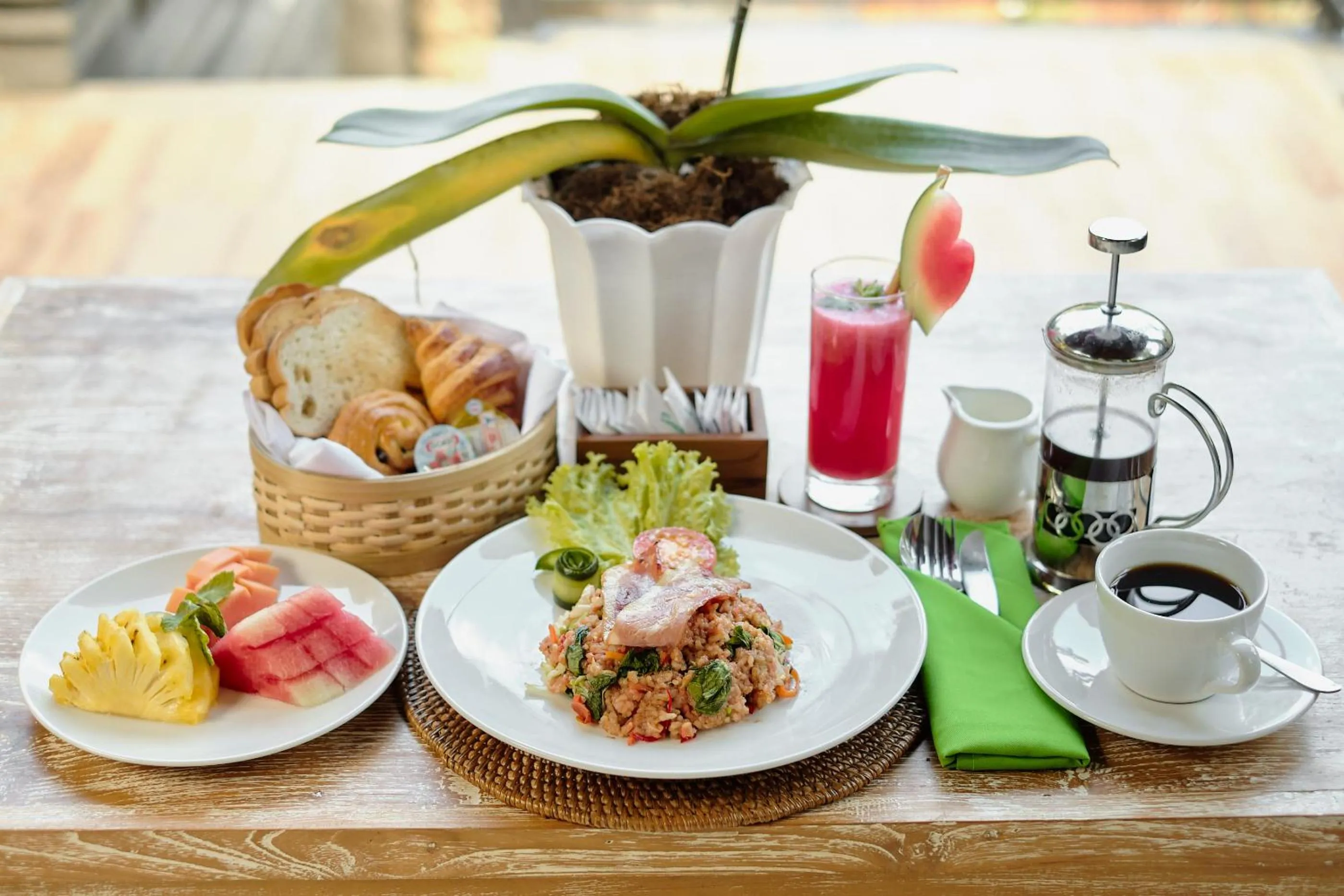 Asian breakfast in Tigata Ubud Cottage