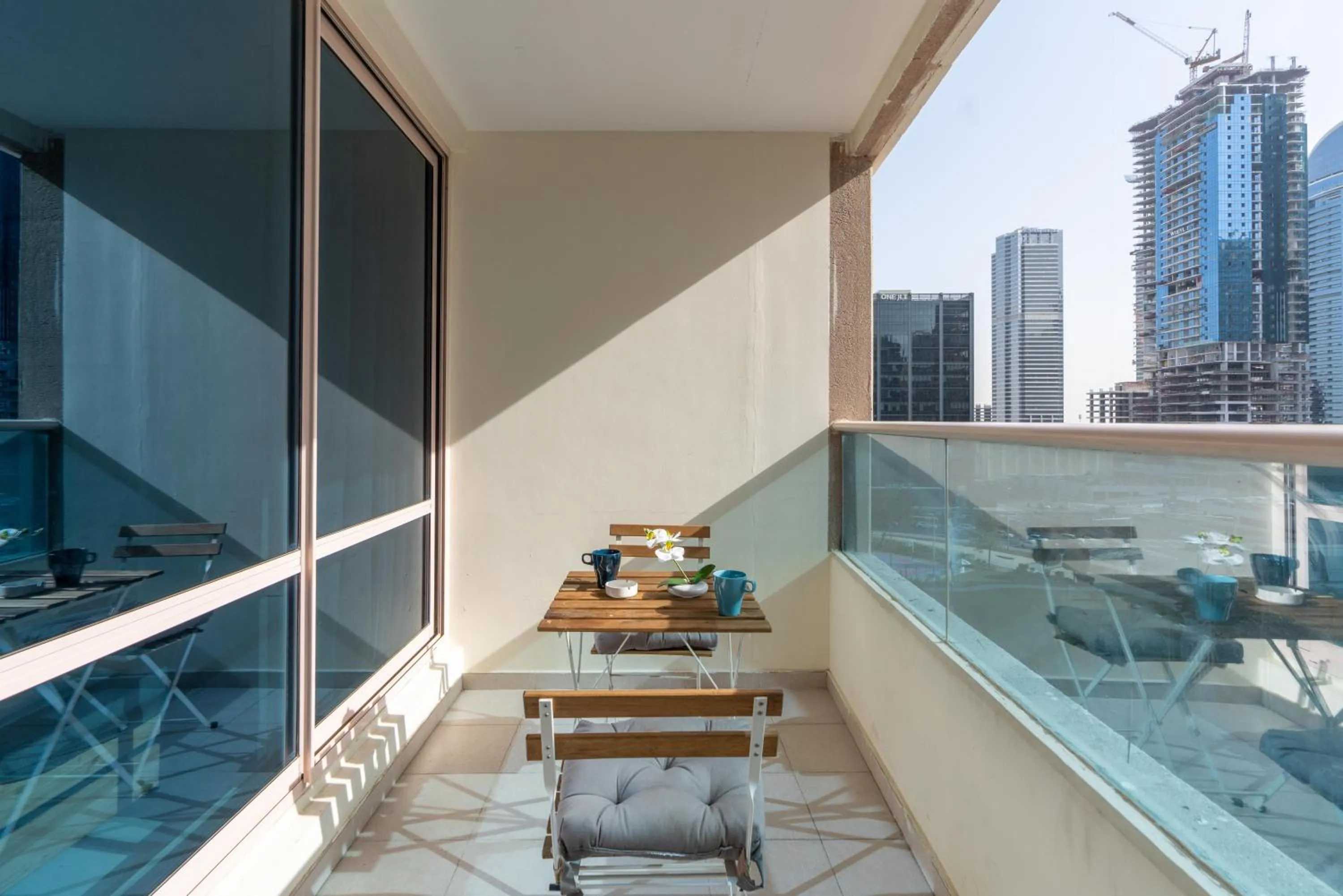 Balcony/Terrace in White Sage - Gorgeous Apartment in JLT Near the Metro Station