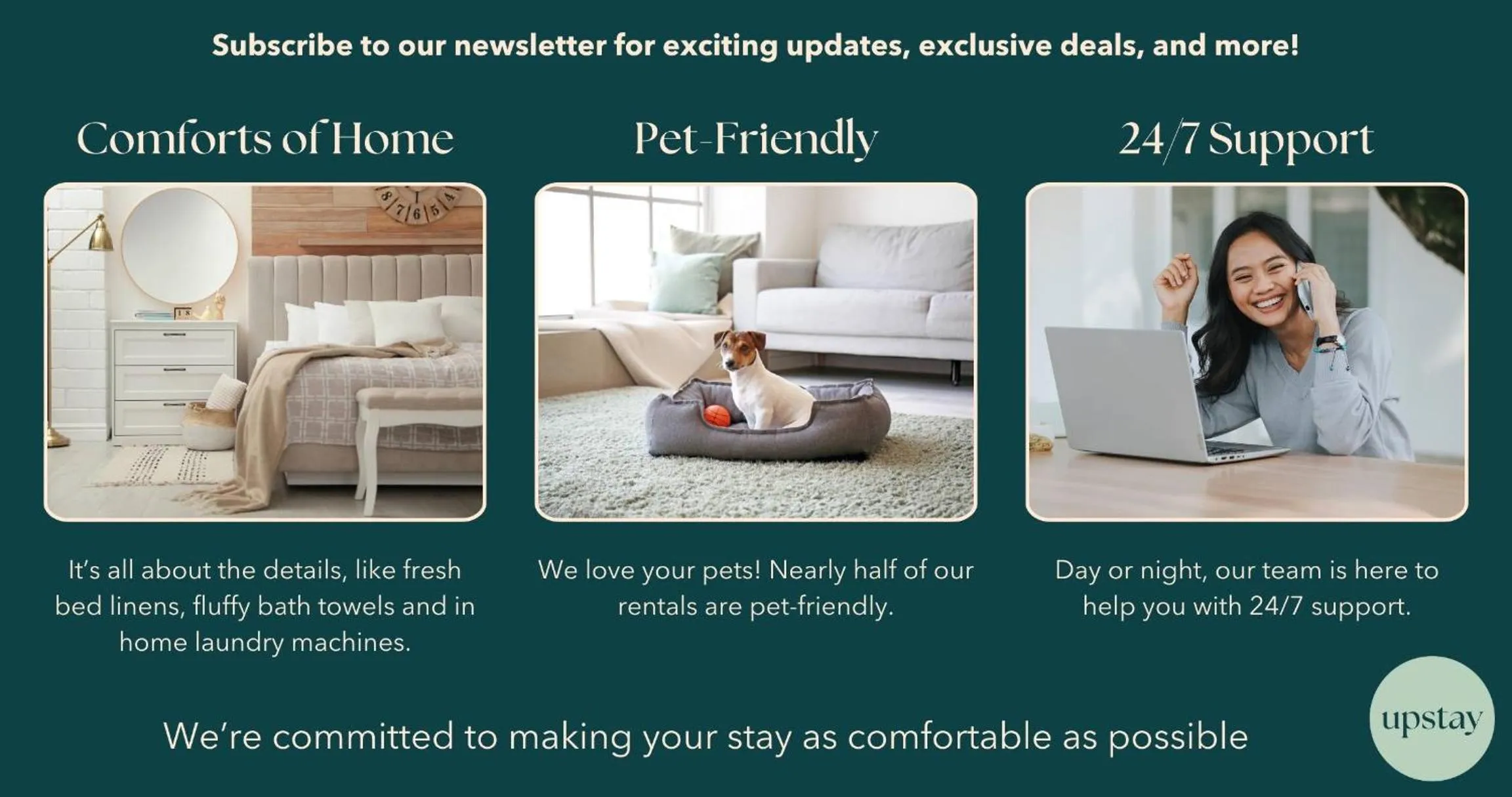 Text overlay in Upstay Luxe Pool Retreat - 7 Min to Rainey St