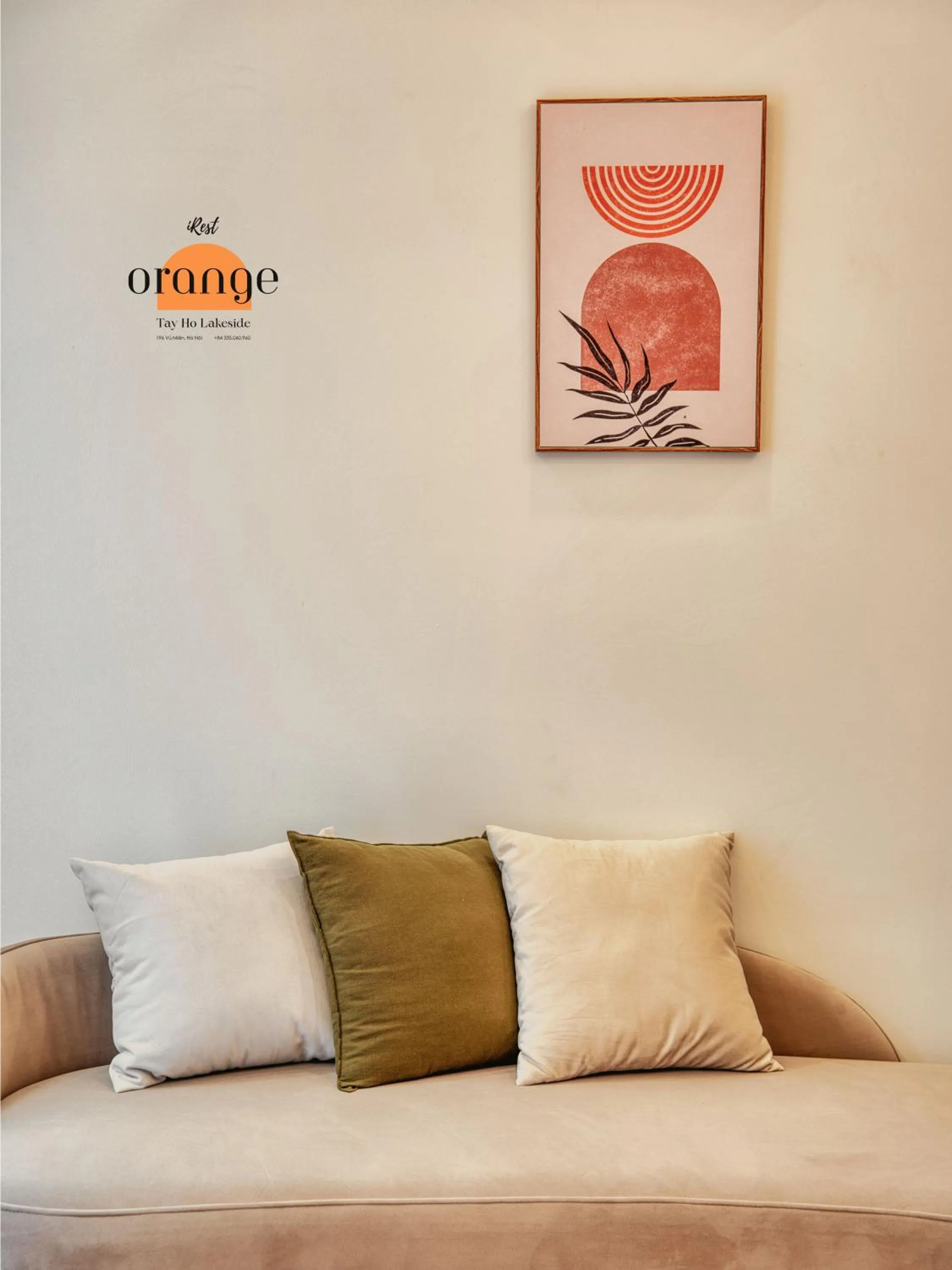 Living room in iRest Orange Tay Ho Lakeside Apartment