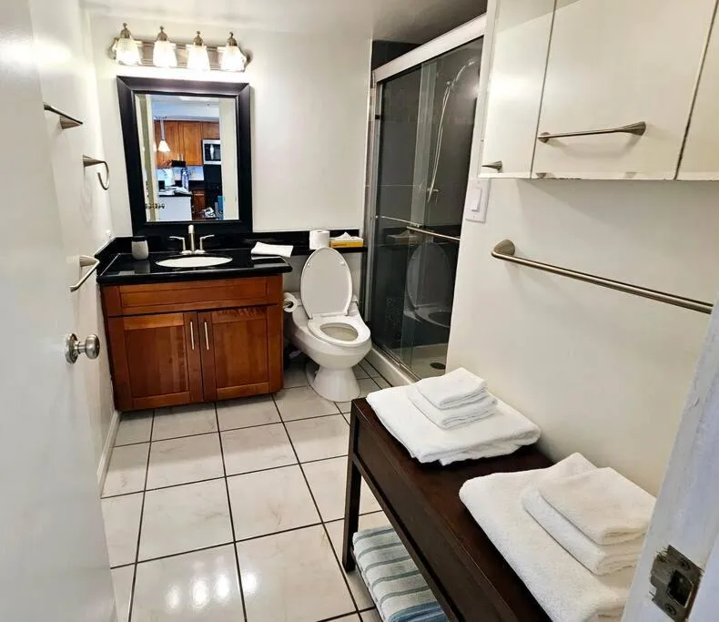 Bathroom in Ilikai Hotel Condo with Kitchen and Ocean View